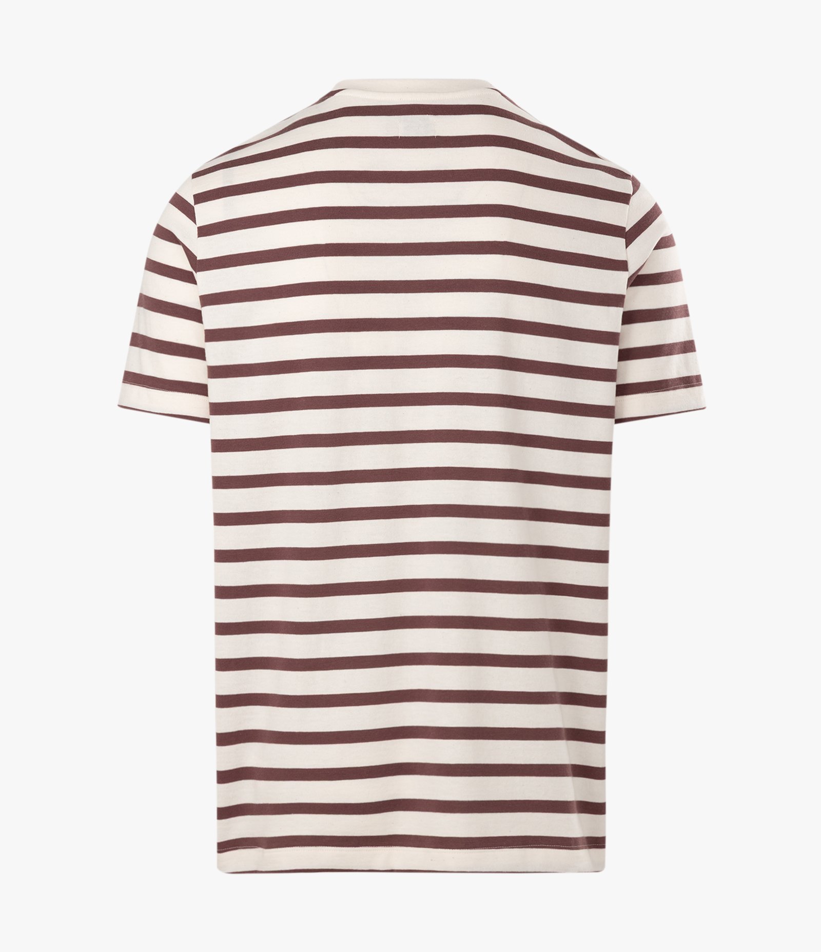 Camiseta Regular Listrada em com Detalhe Contrastante Off White e Bordô 2