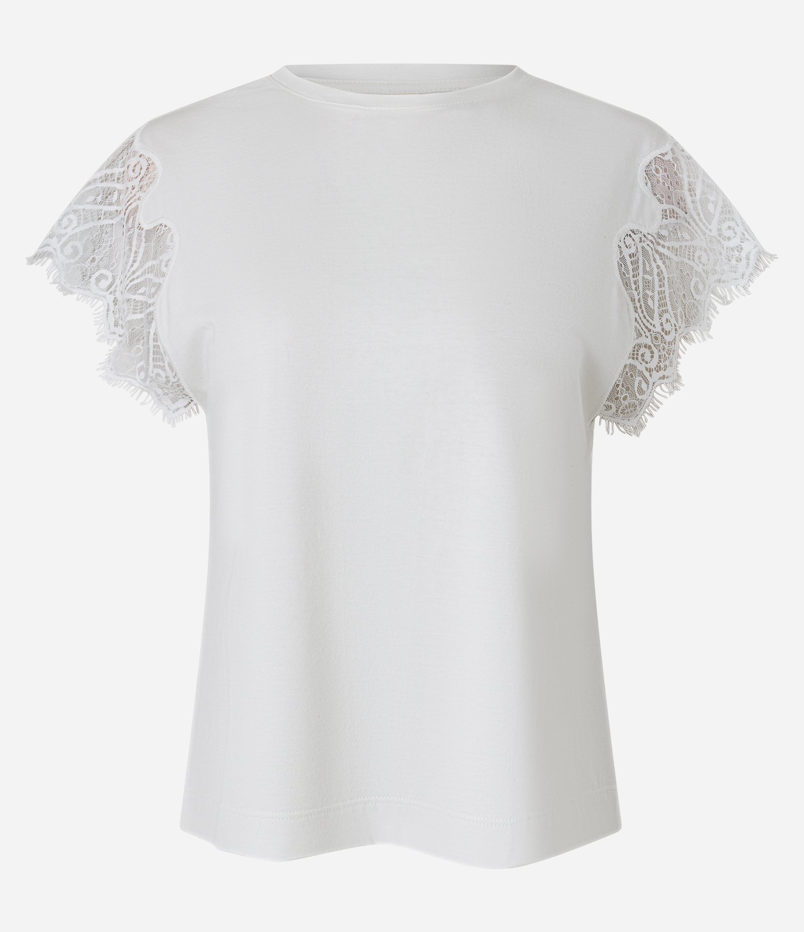 Blusa Slim em Algodão com Mangas em Renda Branco 5