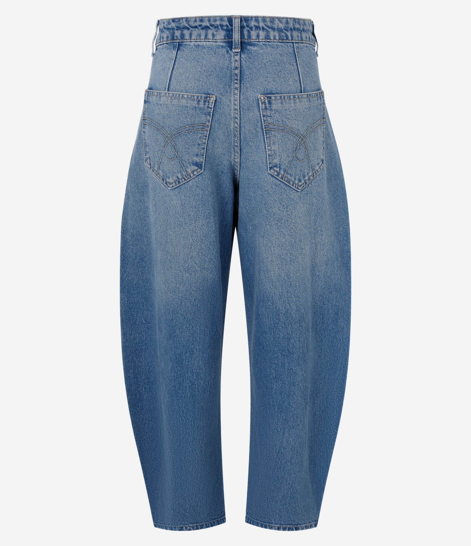 Calça Baggy Balloon em Jeans com Recortes Azul 2