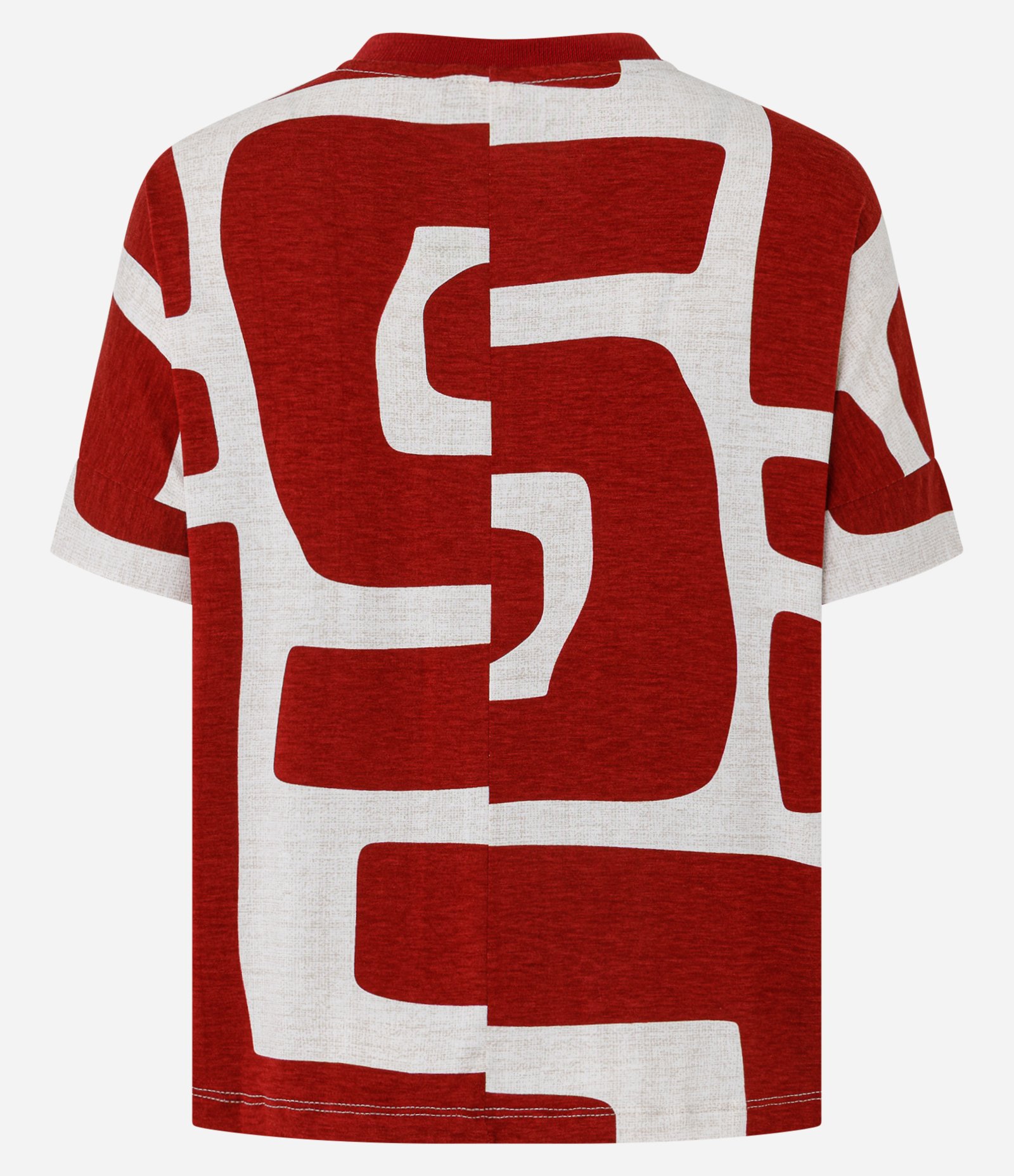 Blusa em Viscose com Estampa Geométrica e Detalhe na Gola Vermelho 2
