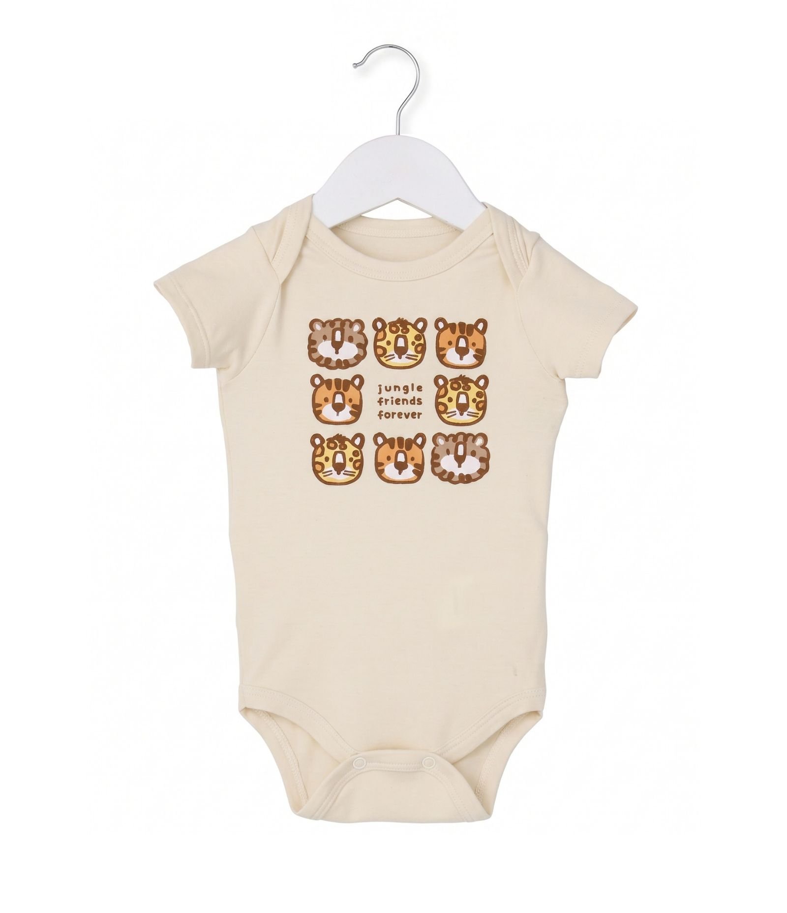 Body Bebê em Algodão Estampa Tigre com Lettering - Tam 0 a 18 Meses Bege 4