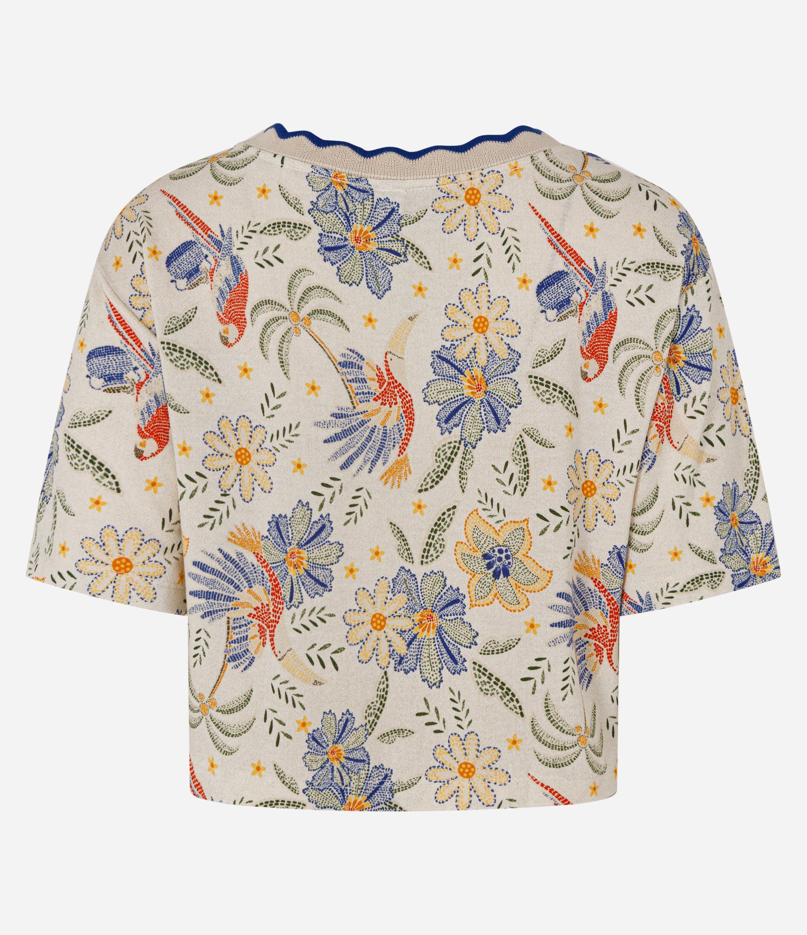 Blusa em Moletinho com Estampa Tropical de Pássaros e Flores Multicores 2