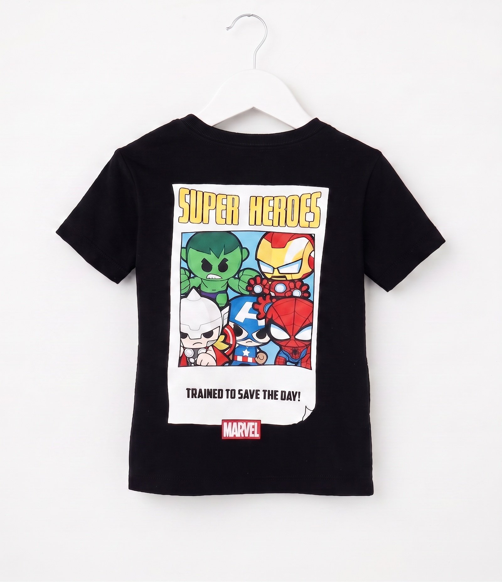 Camiseta Infantil Em Algodão Avengers Super Heroes com Estampa Costas Tam 2 a 6 Anos Preto 2
