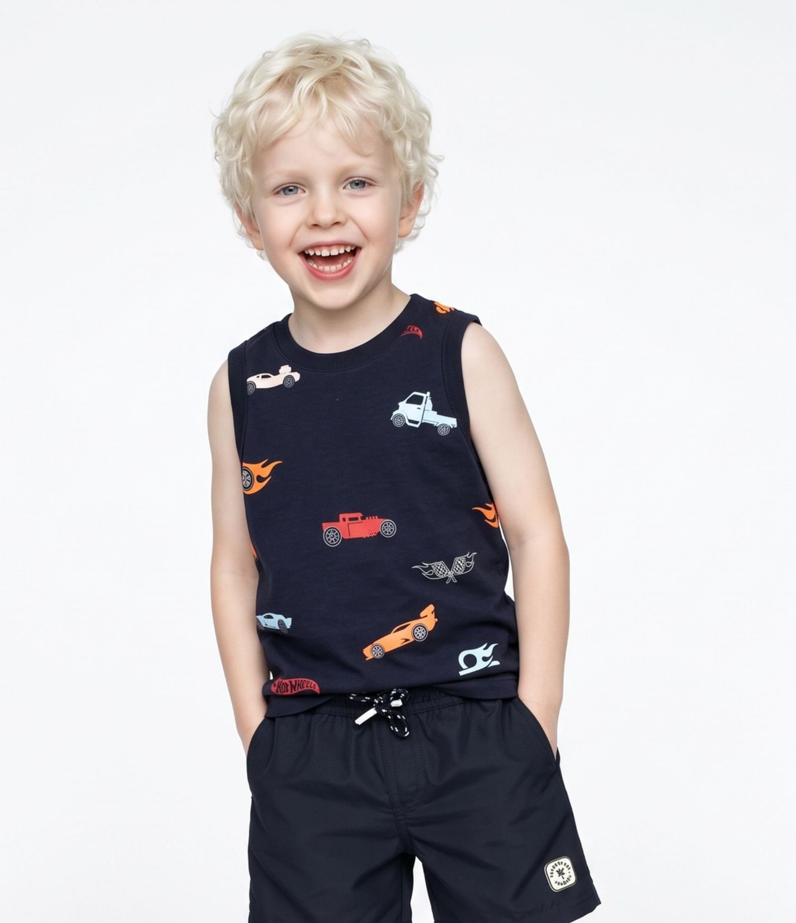 Regata Infantil Hot Wheels em Algodão - 2 a 6 anos Preto 1