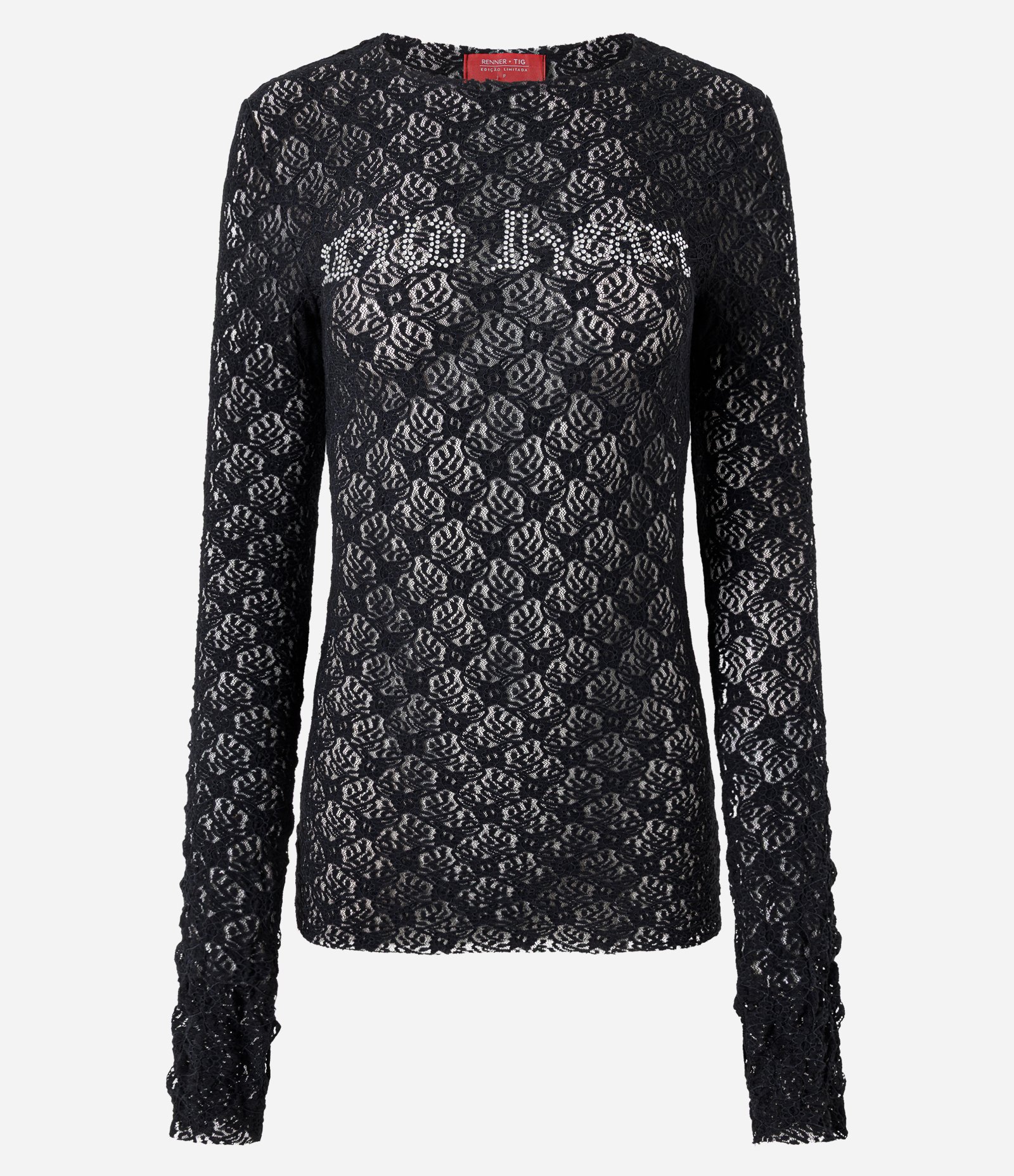 Blusa em Renda com Lettering Wilde Heart Preto 4
