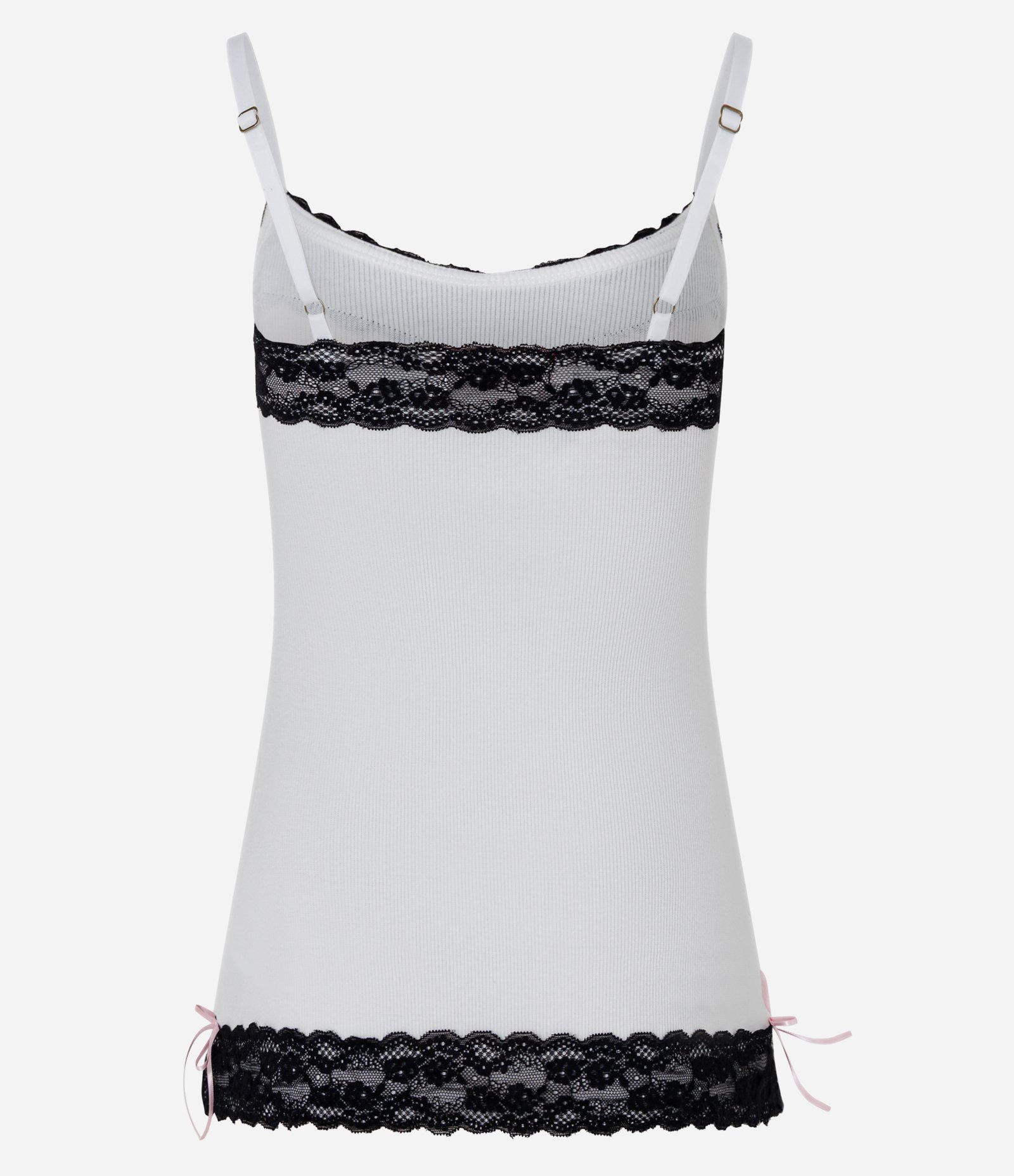 Regata Canelada com Renda e Lettering Frontal Branco 5