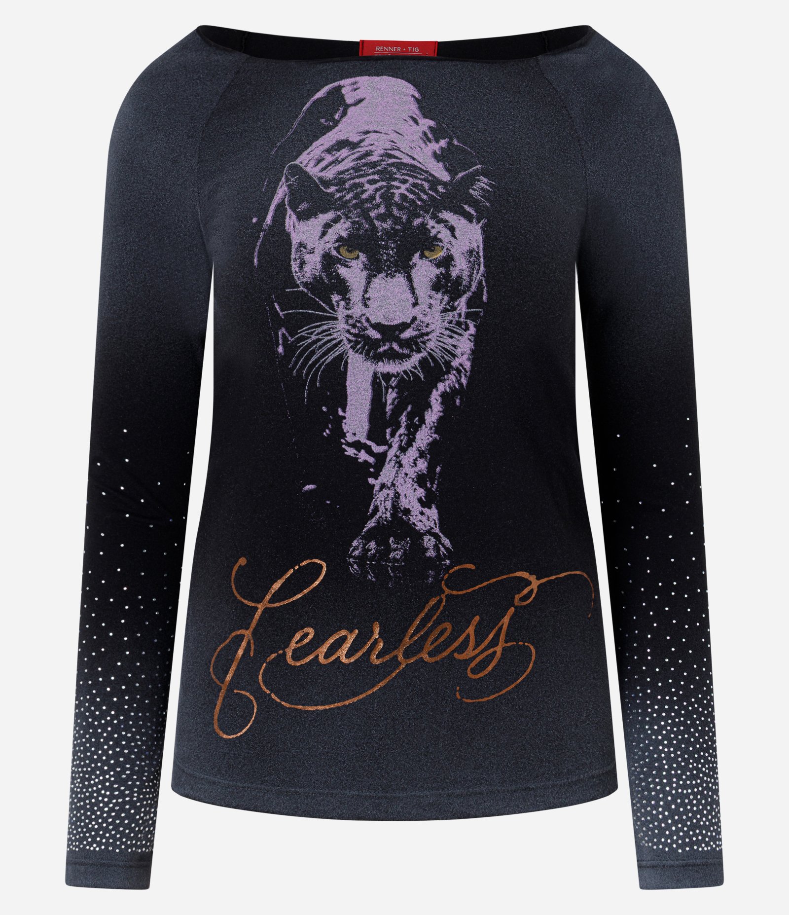 Blusa em Algodão com Decote Ombro a Ombro e Estampa Tigre Preto 5