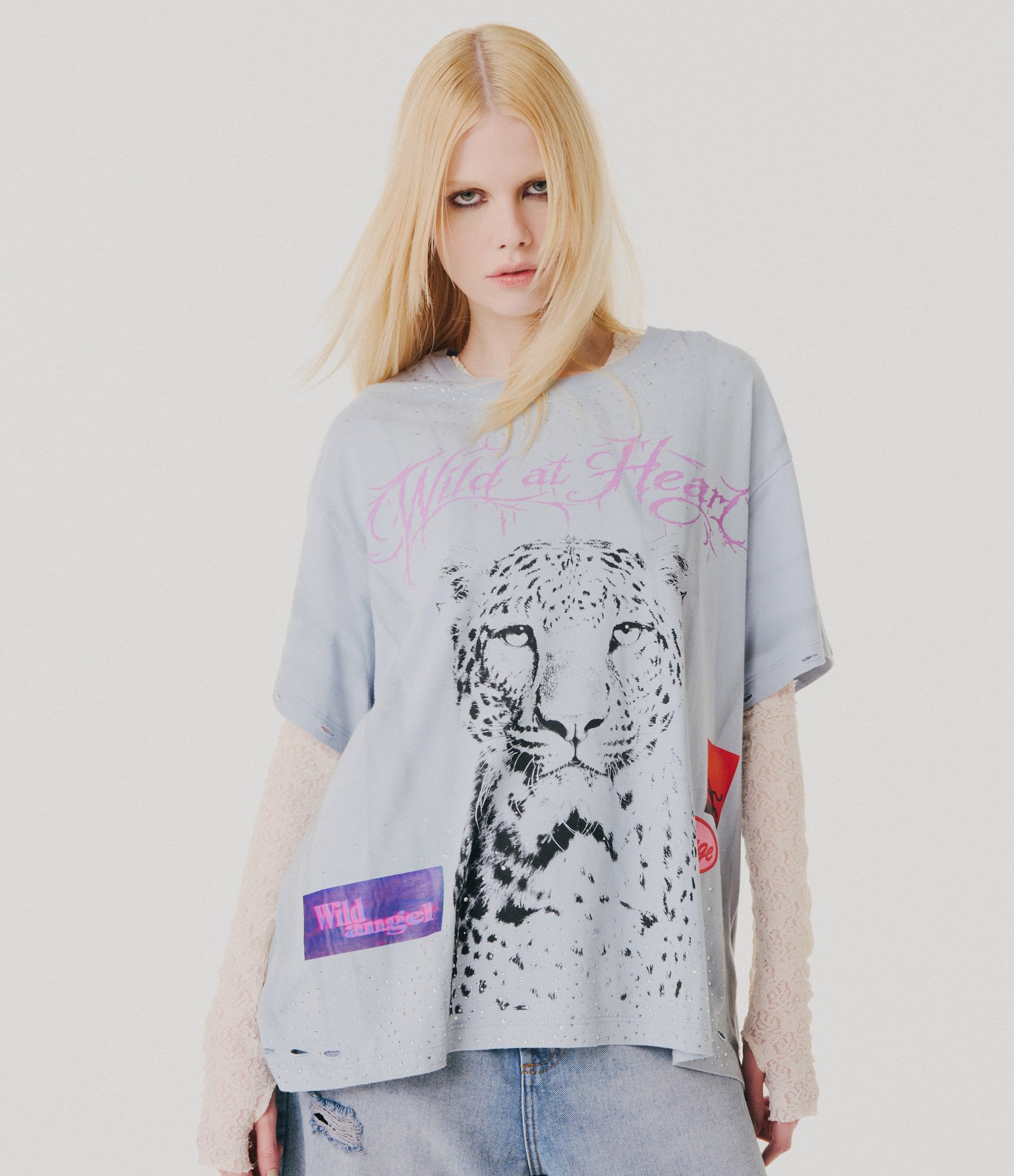 Camiseta em Algodão com Estampa Tigre e Lettering Cinza 1