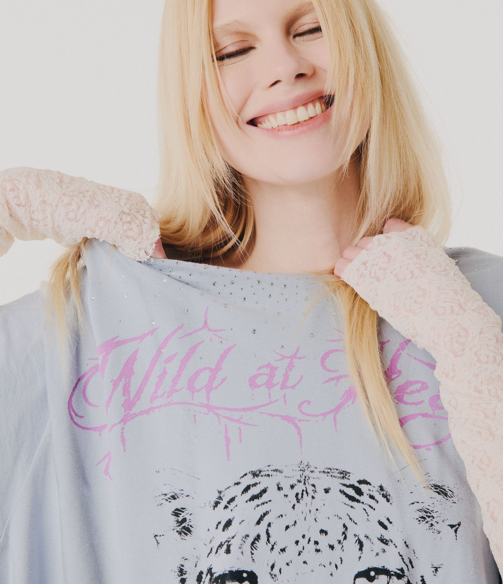 Camiseta em Algodão com Estampa Tigre e Lettering Cinza 3