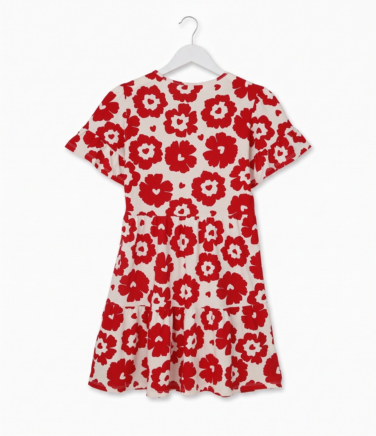 Vestido Infantil em Algodão com Estampa Floral Vermelho 2