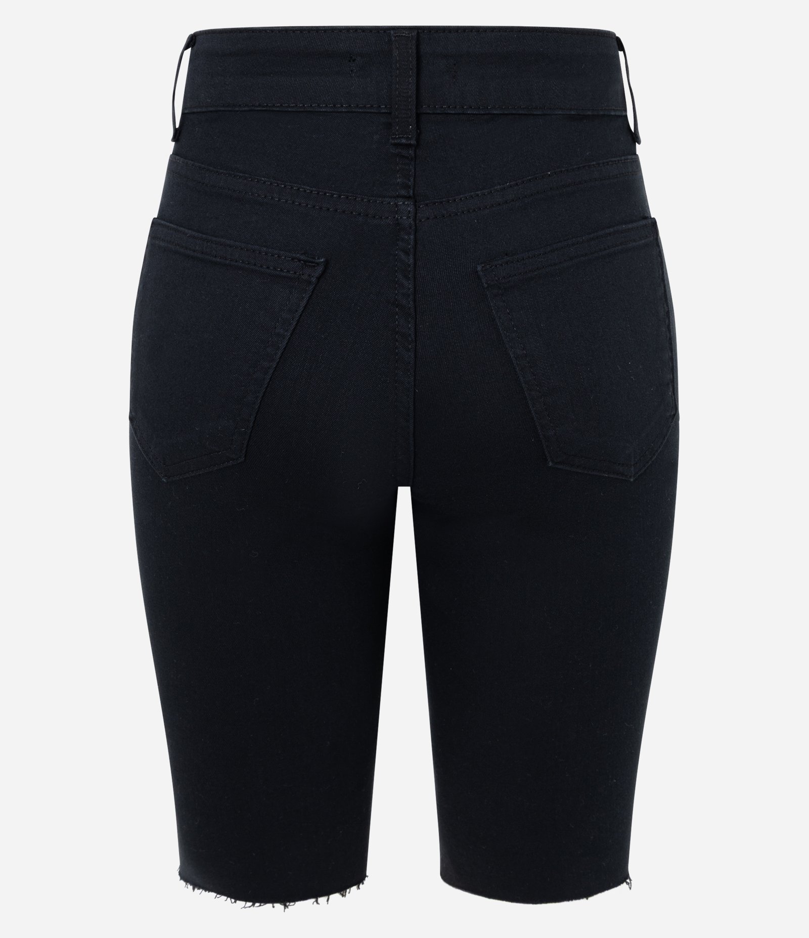 Bermuda Ciclista em Jeans com Barra Desfiada Preto 2