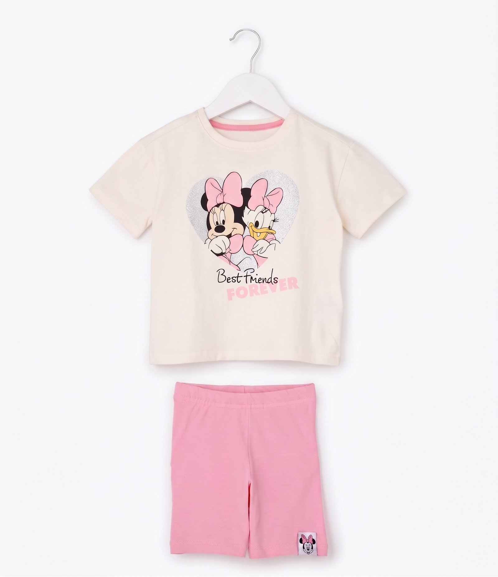 Conjunto Infantil Minnie e Margarida com Bermuda Ciclista - Tam 5 a 16 Anos Bege 4