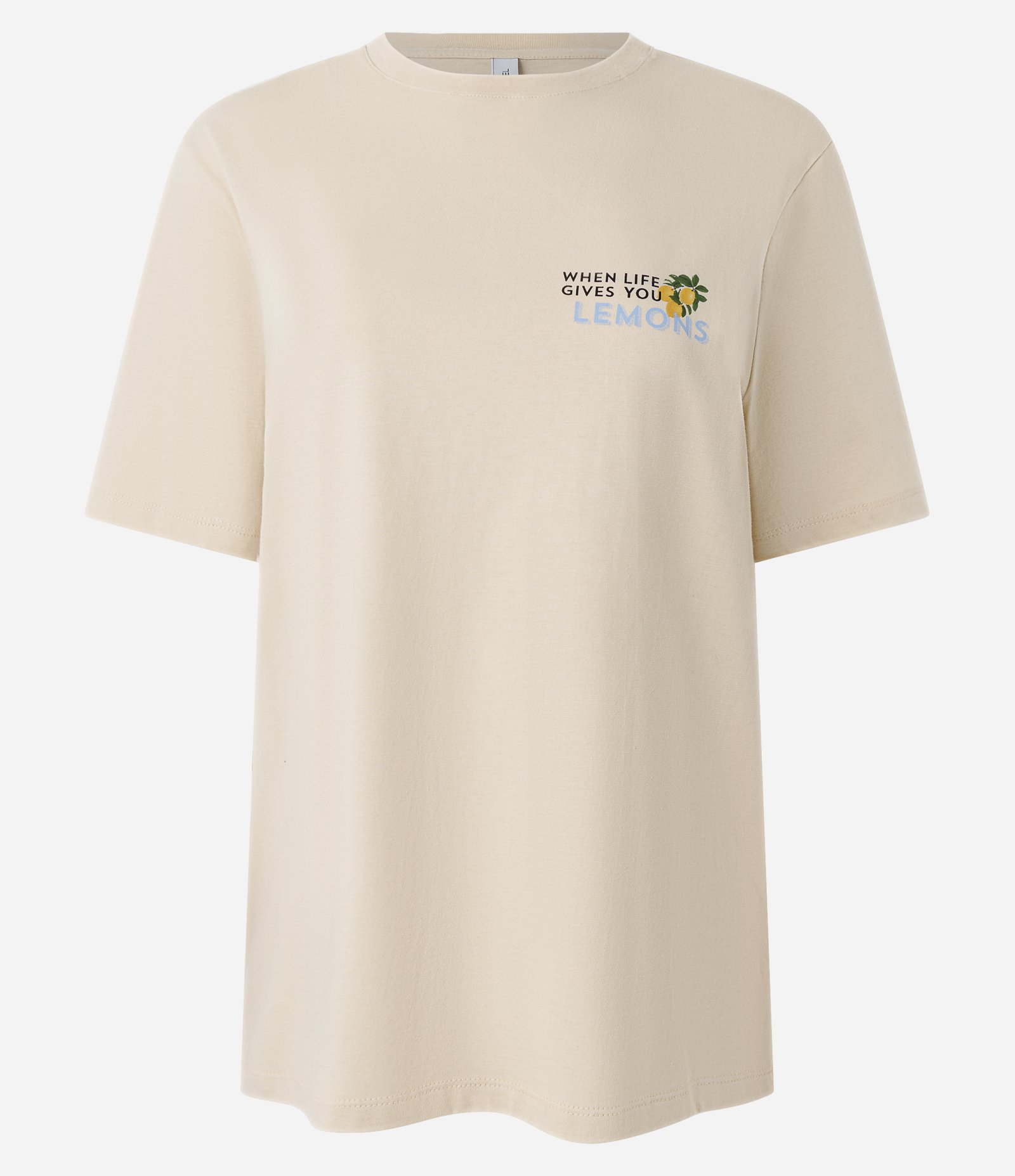 Camiseta em Algodão com Estampa Make Lemonade Citron Posterior Bege 5