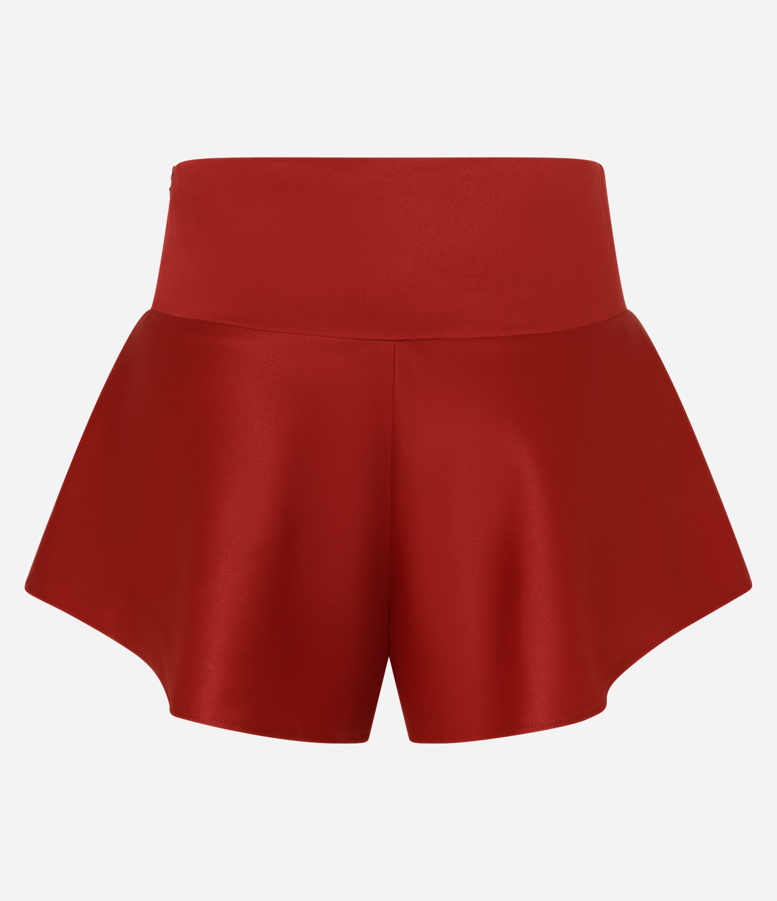 Short Evasê em Cetim com Cós Largo Vermelho 2