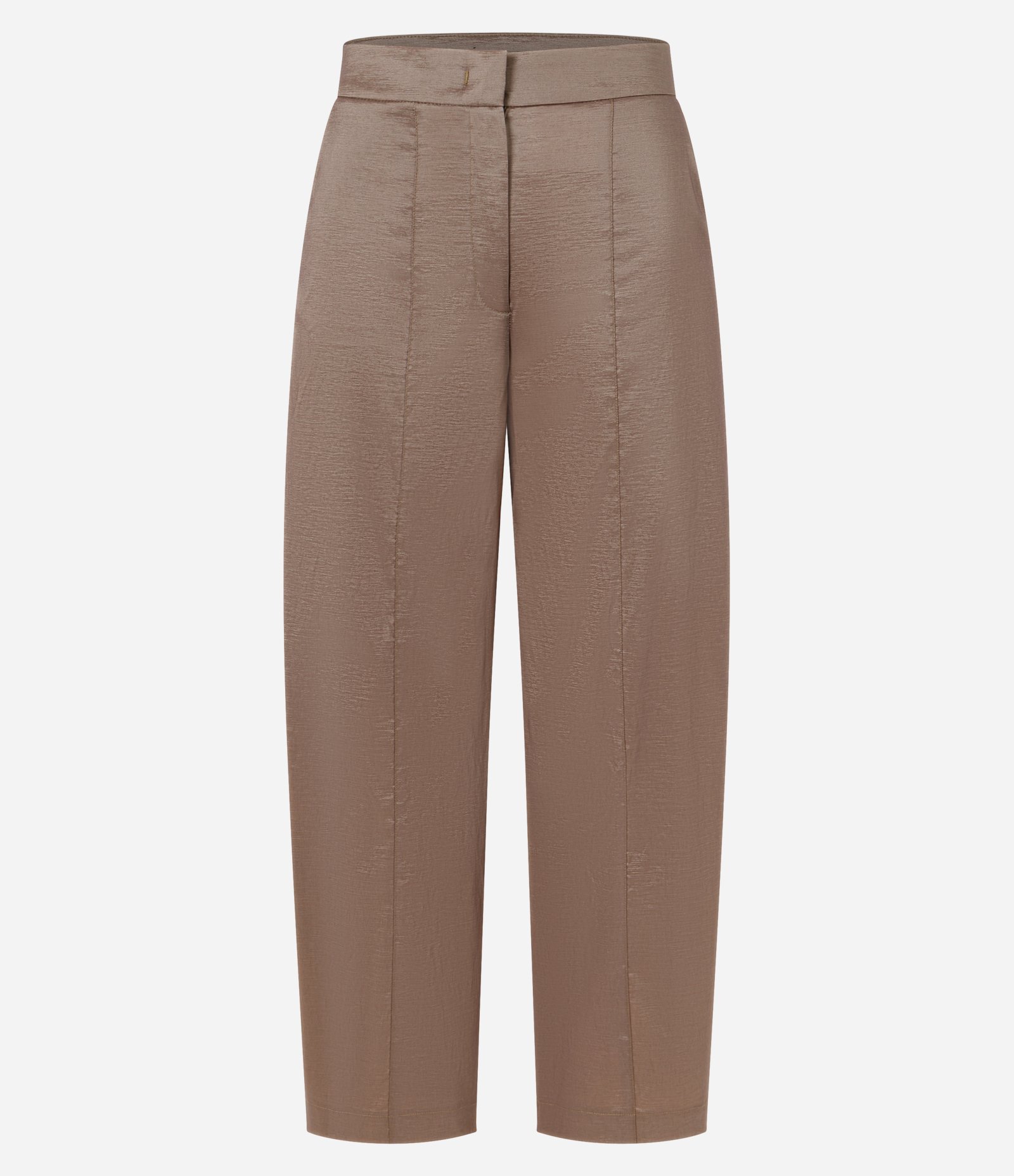 Calça Barrel Alfaiatada em Tafetá Texturizado com Cintura Alta Marrom 6