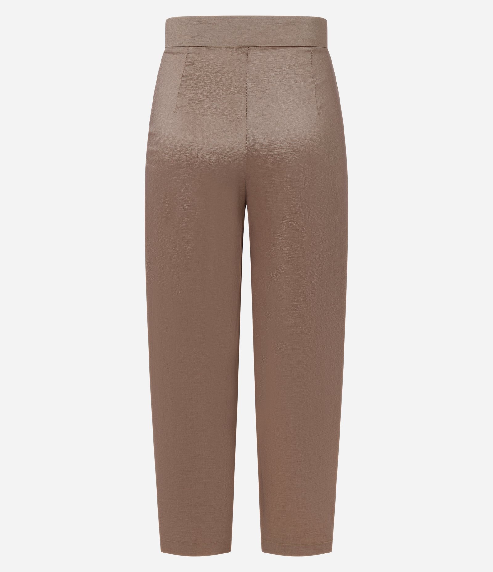 Calça Barrel Alfaiatada em Tafetá Texturizado com Cintura Alta Marrom 7