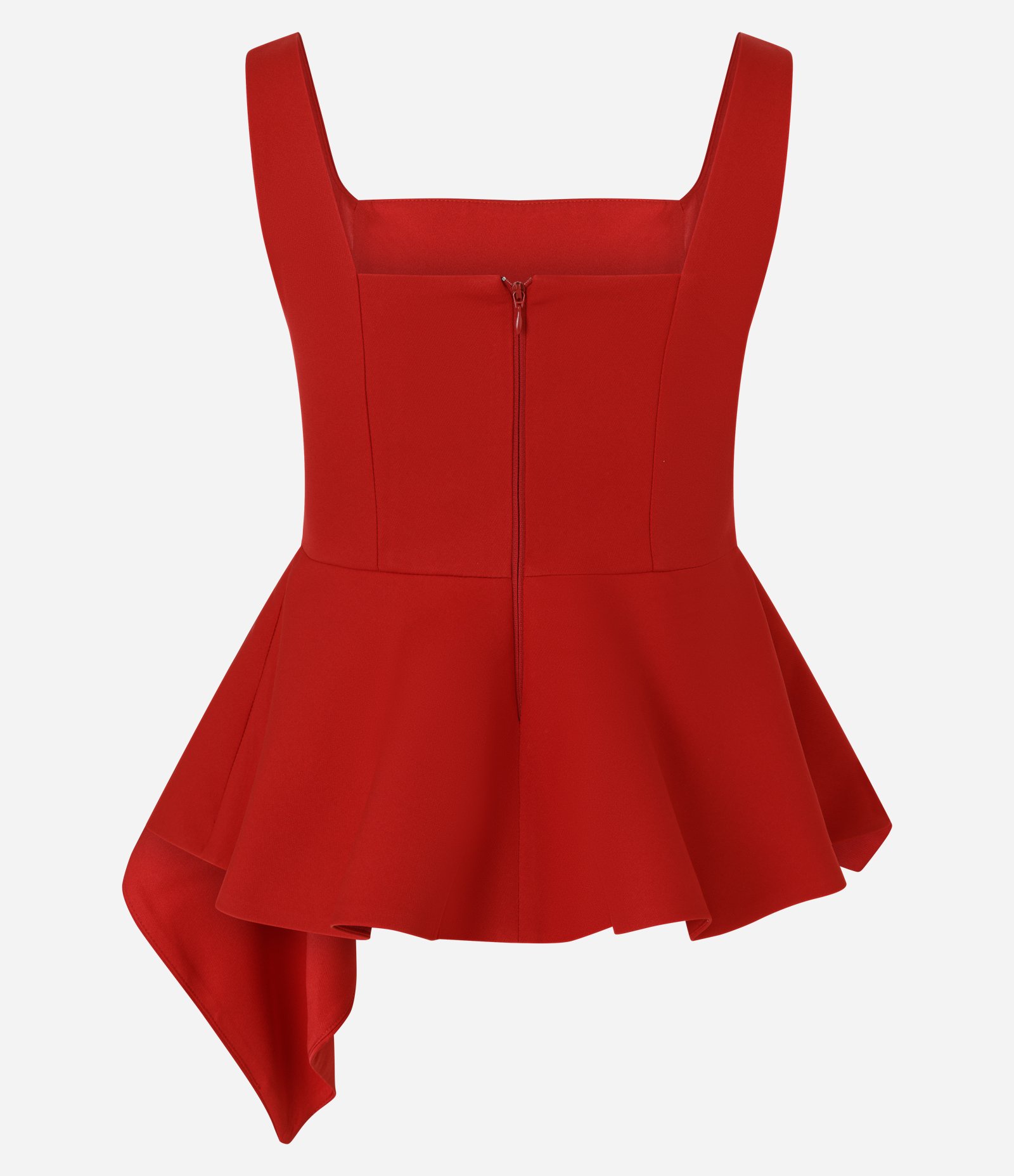 Blusa Peplum Alfaiatada com Recortes e Barra Assimétrica Vermelho 6