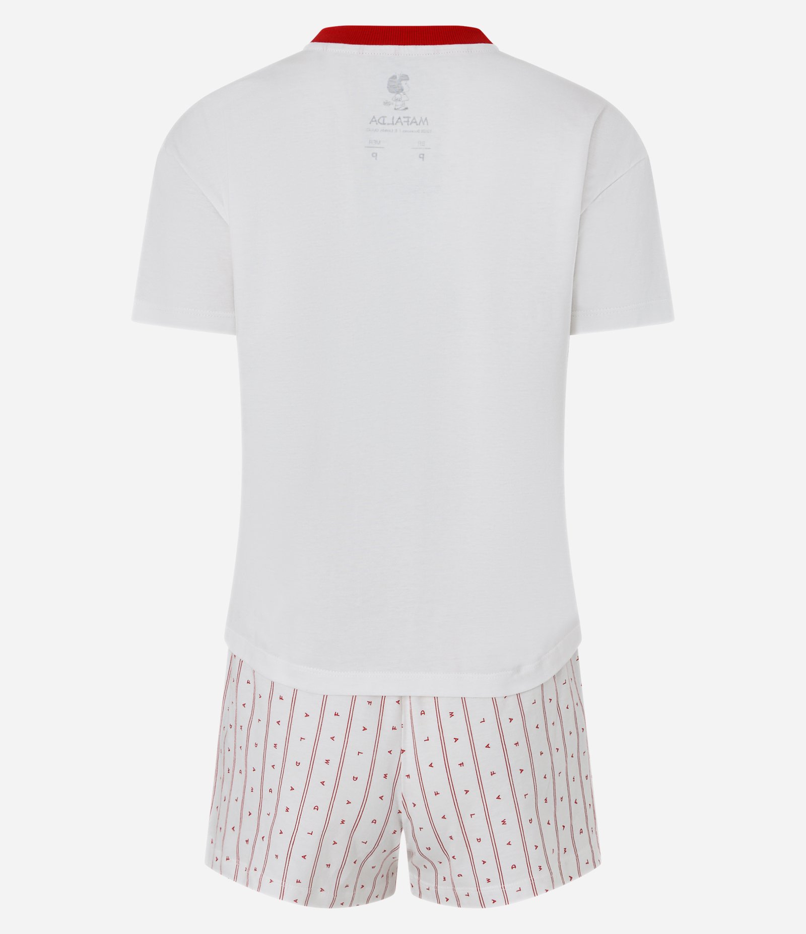 Pijama Curto com Estampa Mafalda e Corações Branco 2