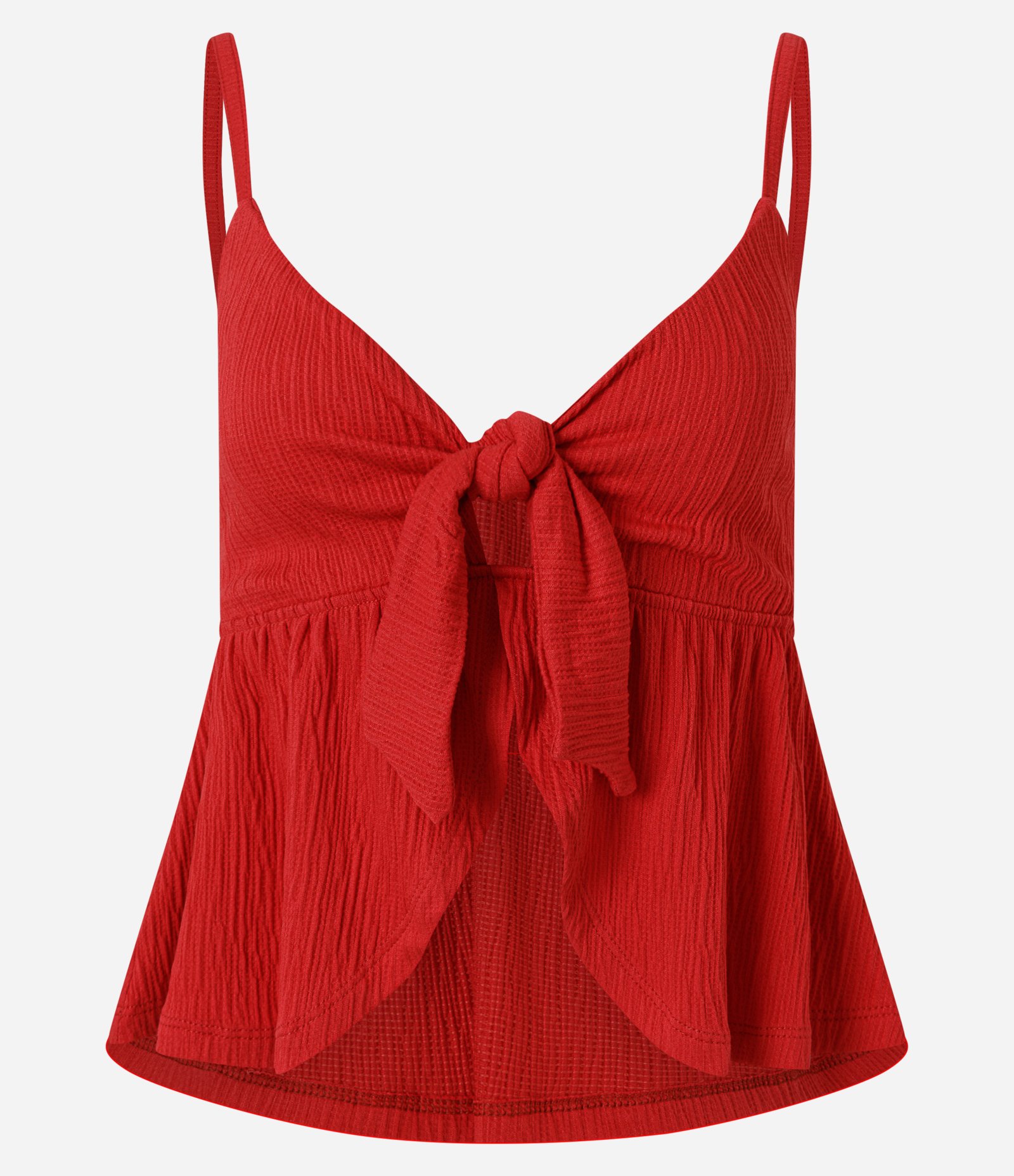 Blusa de Alça em Viscose Texturizada com Laço no Busto Vermelho 1