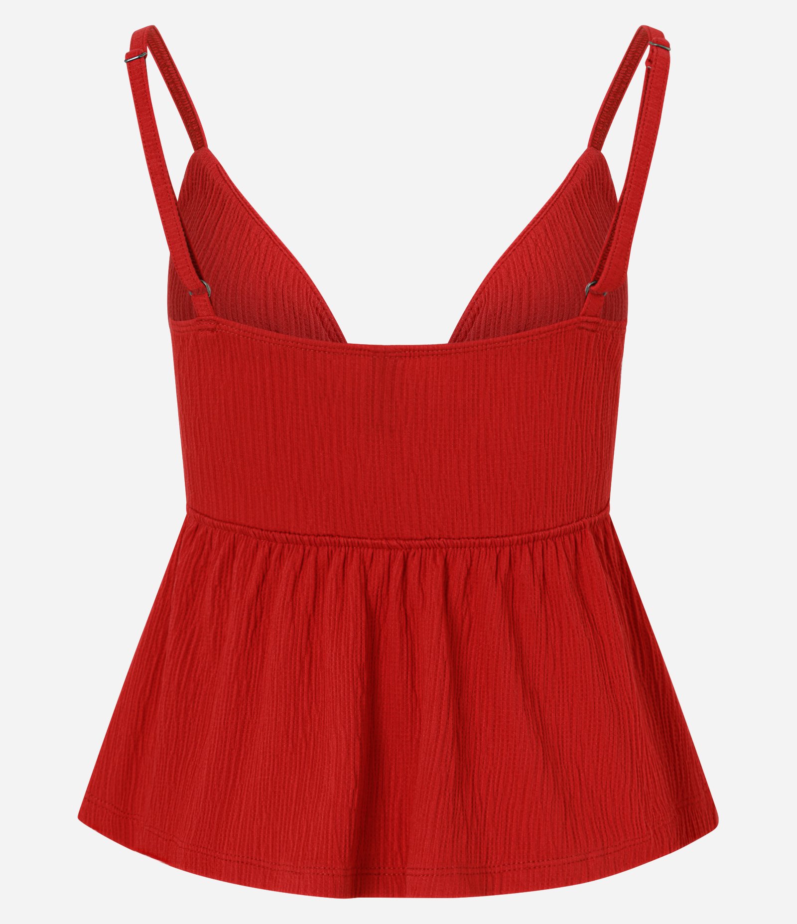 Blusa de Alça em Viscose Texturizada com Laço no Busto Vermelho 2