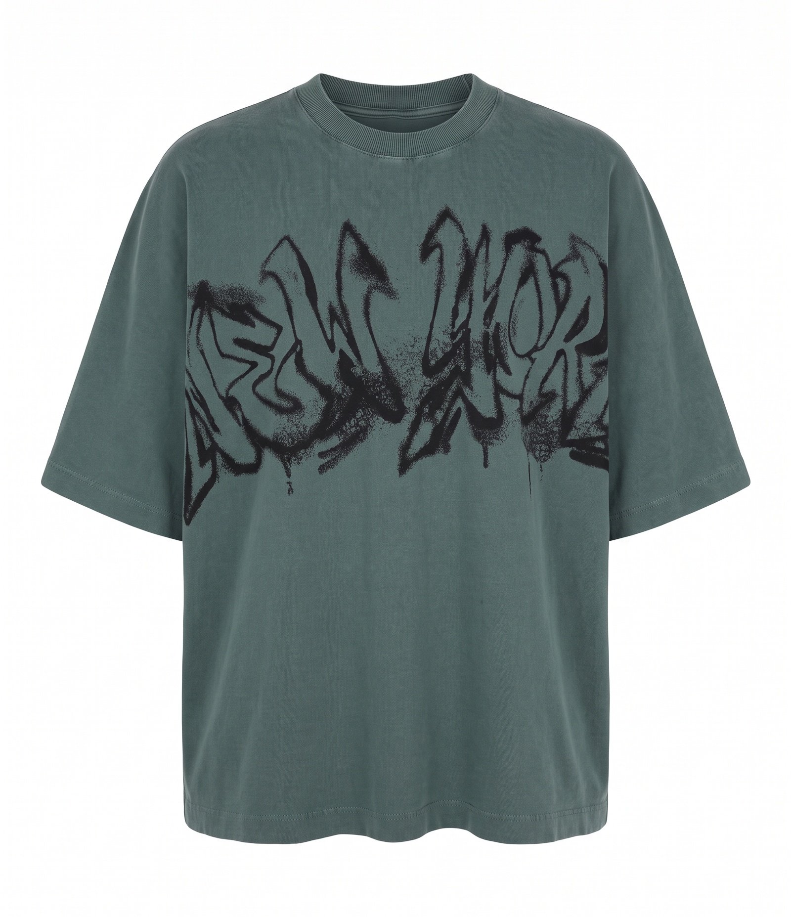 Camiseta Oversized em Algodão Grafite New York Verde 5