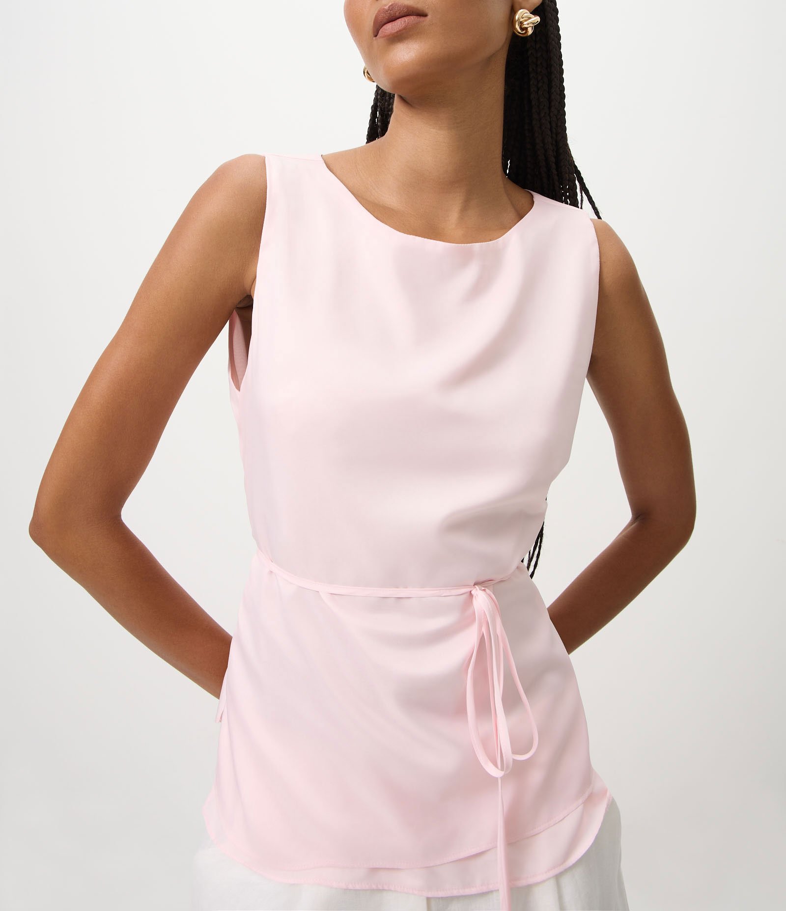 Blusa com Decote Canoa e Amarração na Cintura Rosa 3