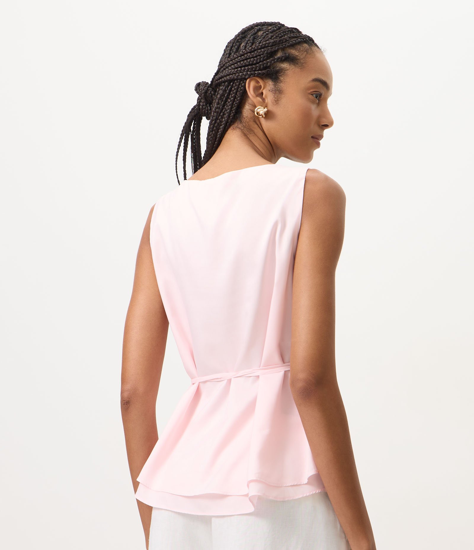 Blusa com Decote Canoa e Amarração na Cintura Rosa 4