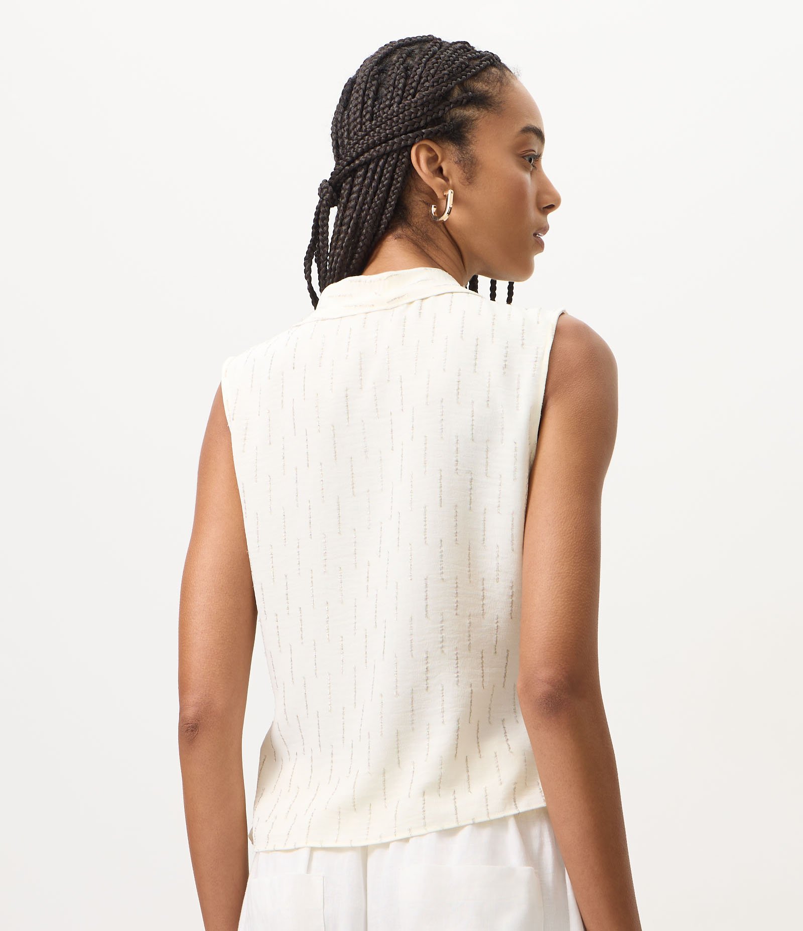 Blusa em Jacquard com Brilho Sutil Branco 4