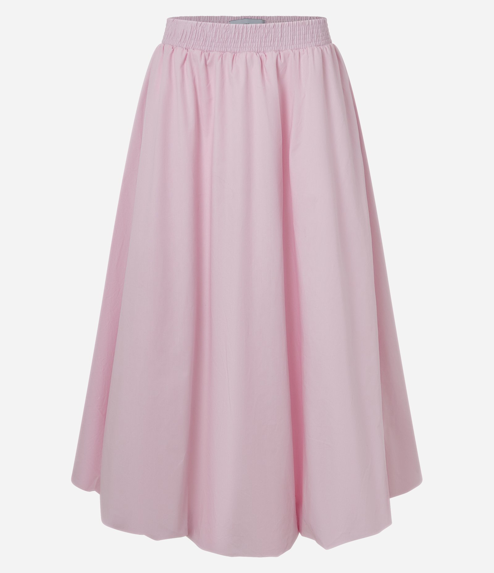 Saia Balonê Midi em Tricoline com Cós Elástico Rosa 5