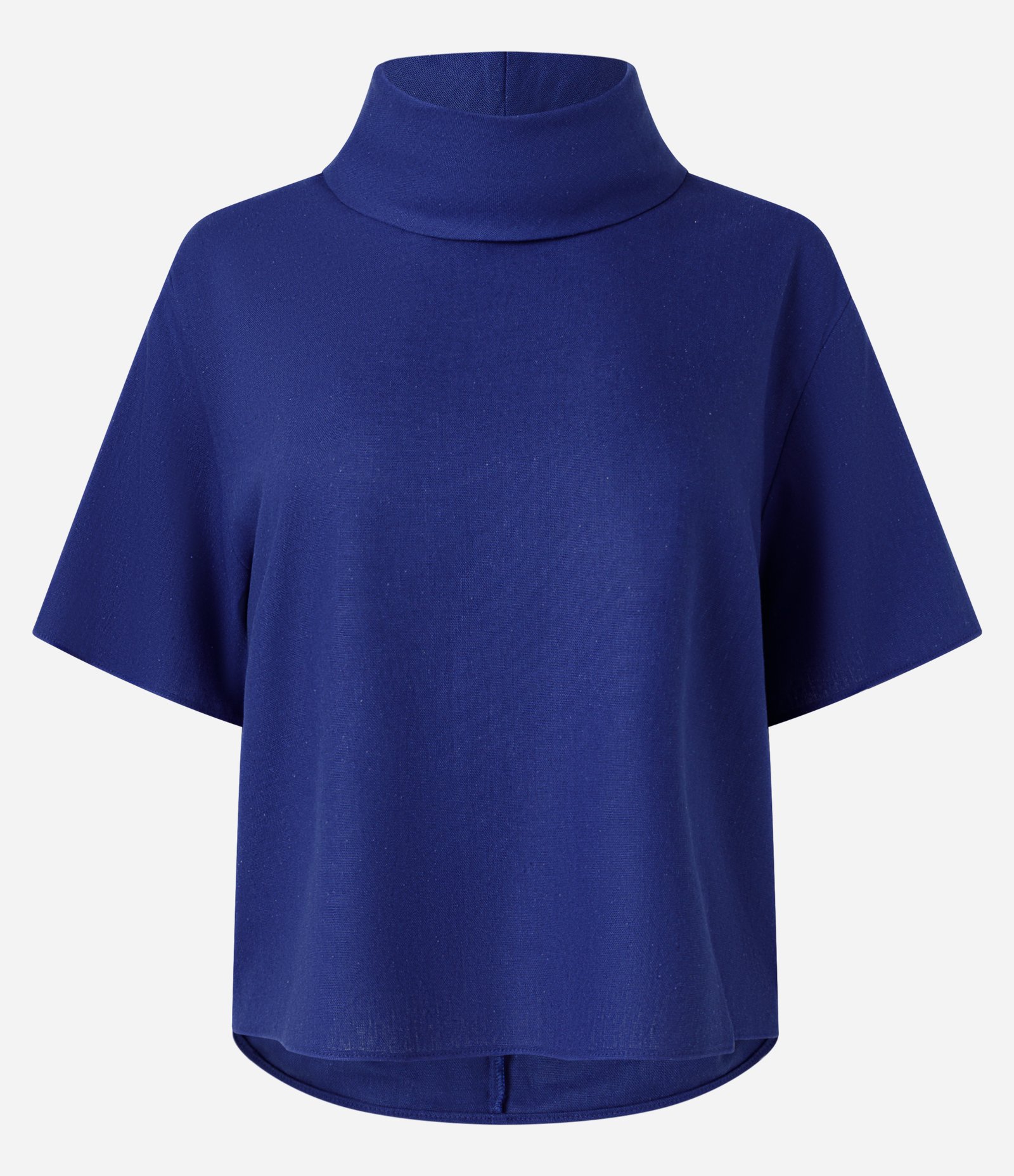 Blusa em Viscolinho com Gola Alta Azul 1