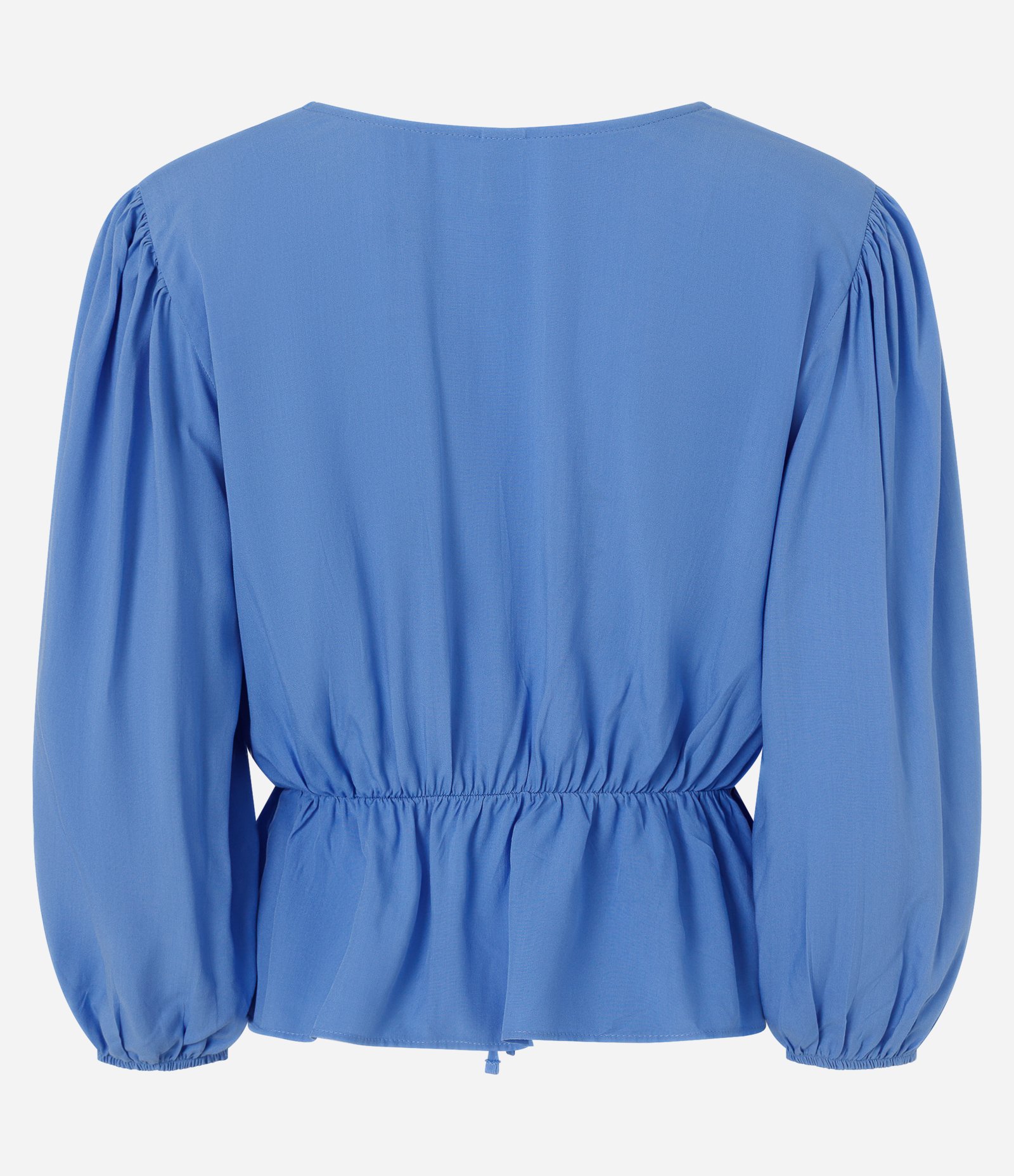 Bata Transpassada em Viscose com Decote V Azul 2