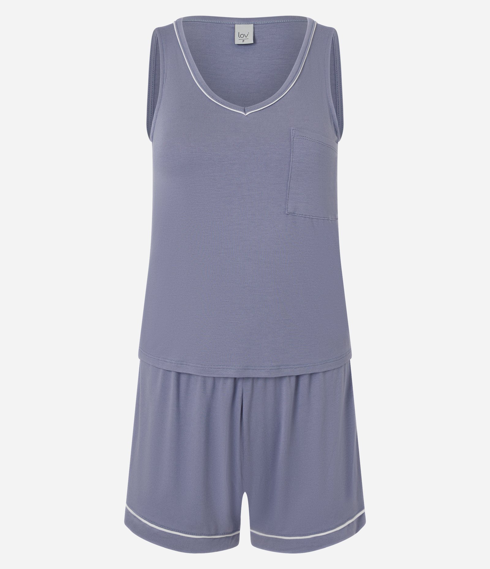 Pijama Curto em Viscolycra com Frisos Contrastantes Roxo 1