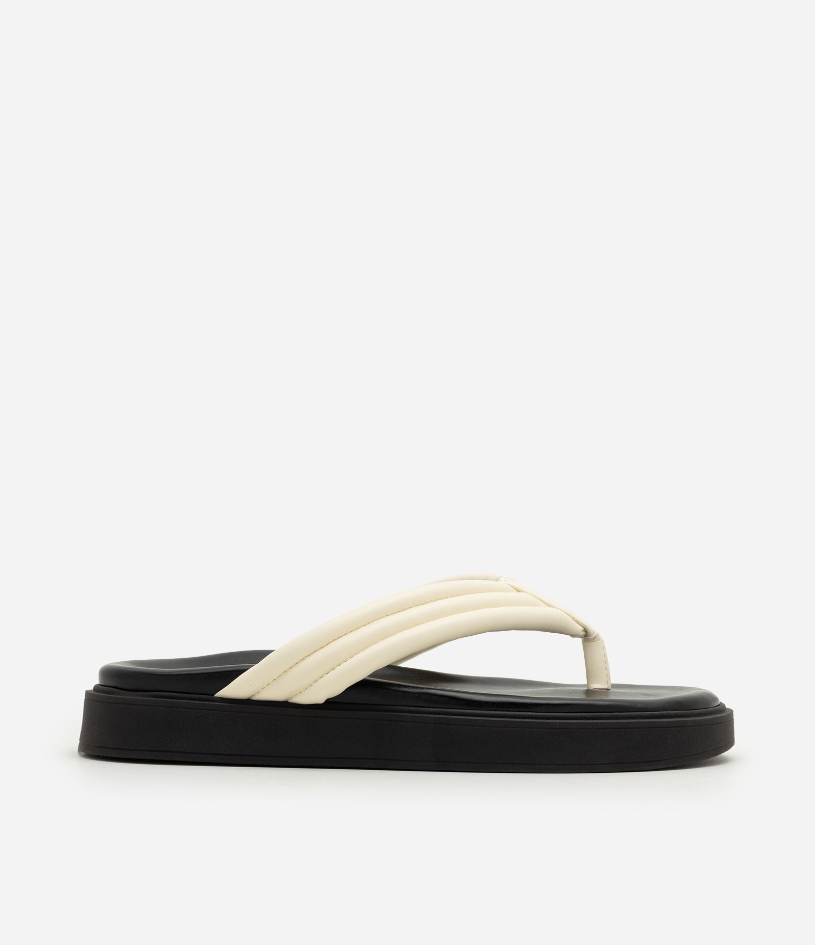 Rasteira Mule em PU com Tiras Acolchoadas Off White 3