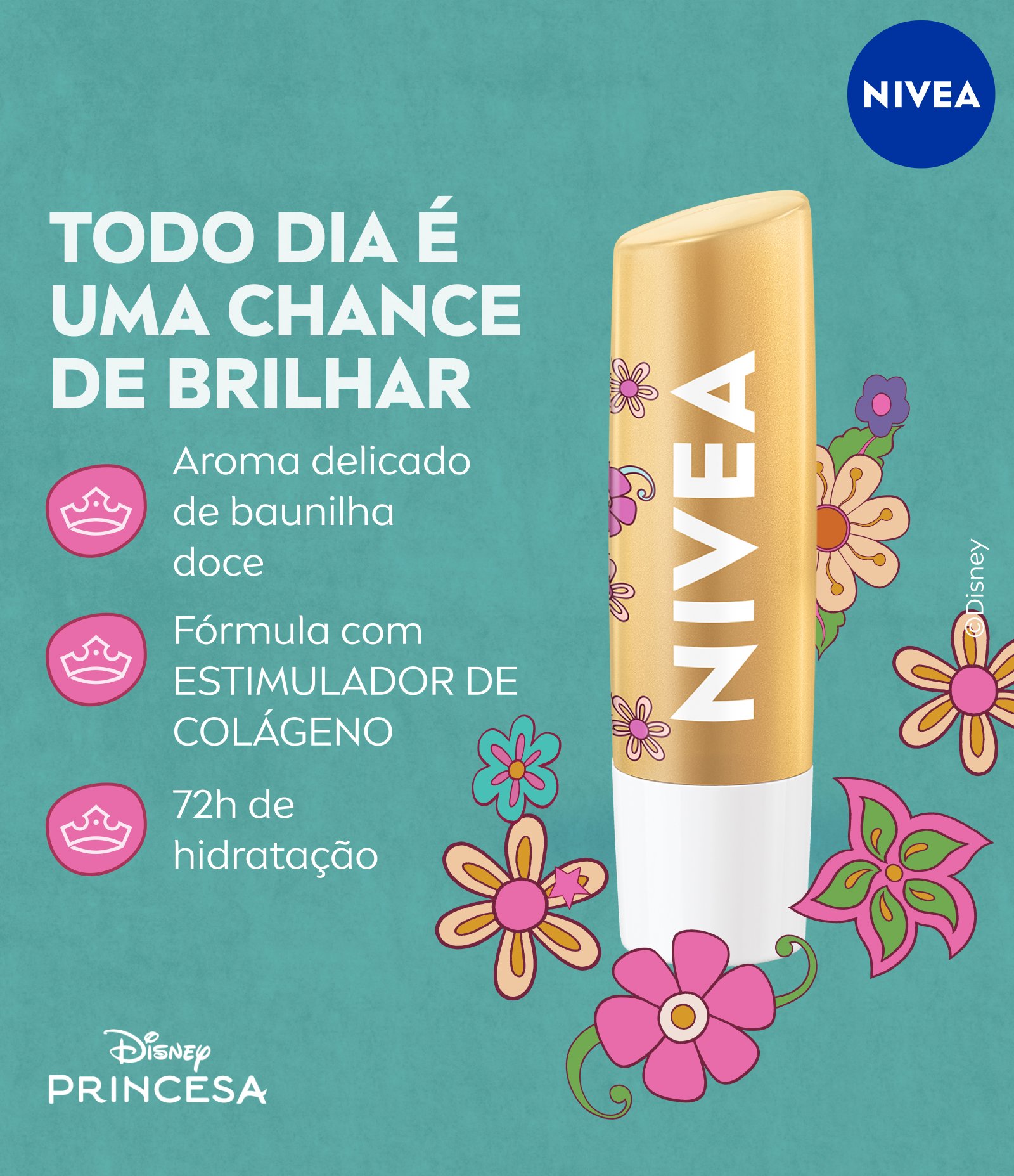 Hidratante Labial Creme de Baunilha Ed. Limitada Cinderela Disney® Princesas Nivea 4,8g 3
