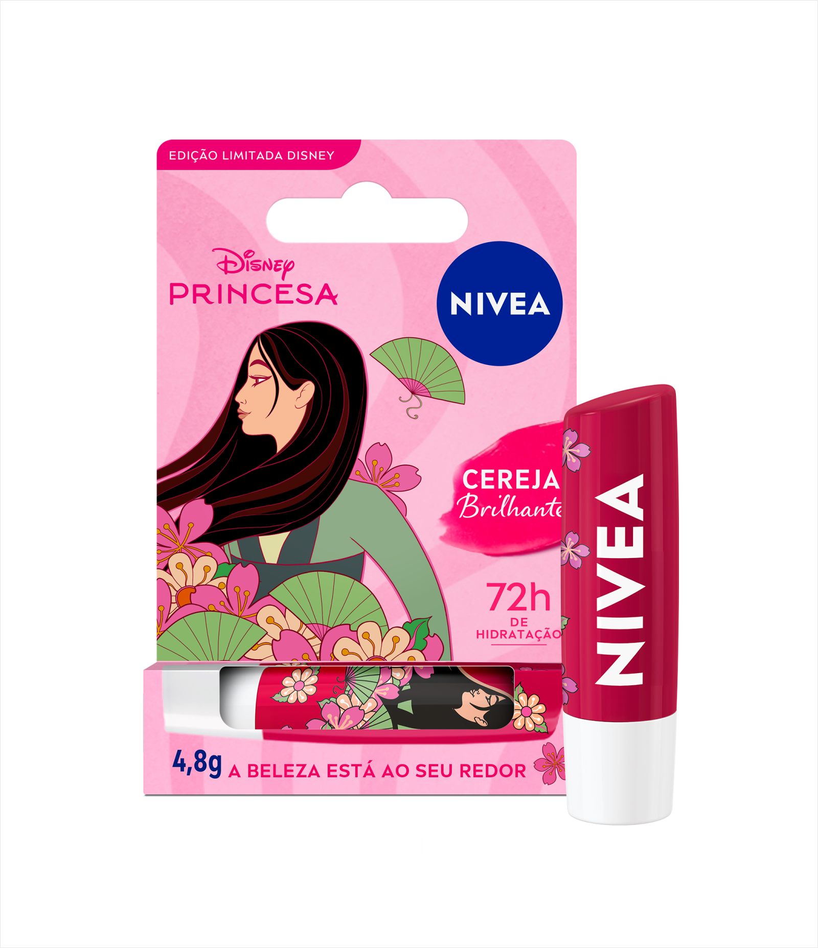 Hidratante Labial Cereja Brilhante Ed. Limitada Mulan Disney® Princesas Nivea 4,8g 1