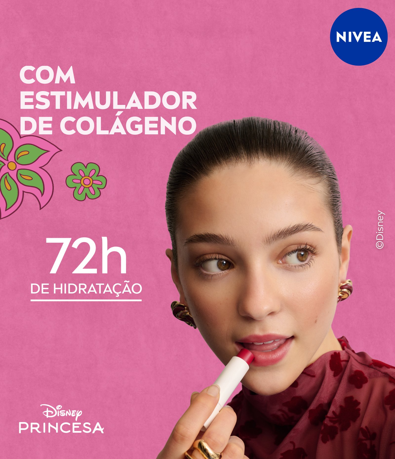 Hidratante Labial Cereja Brilhante Ed. Limitada Mulan Disney® Princesas Nivea 4,8g 5