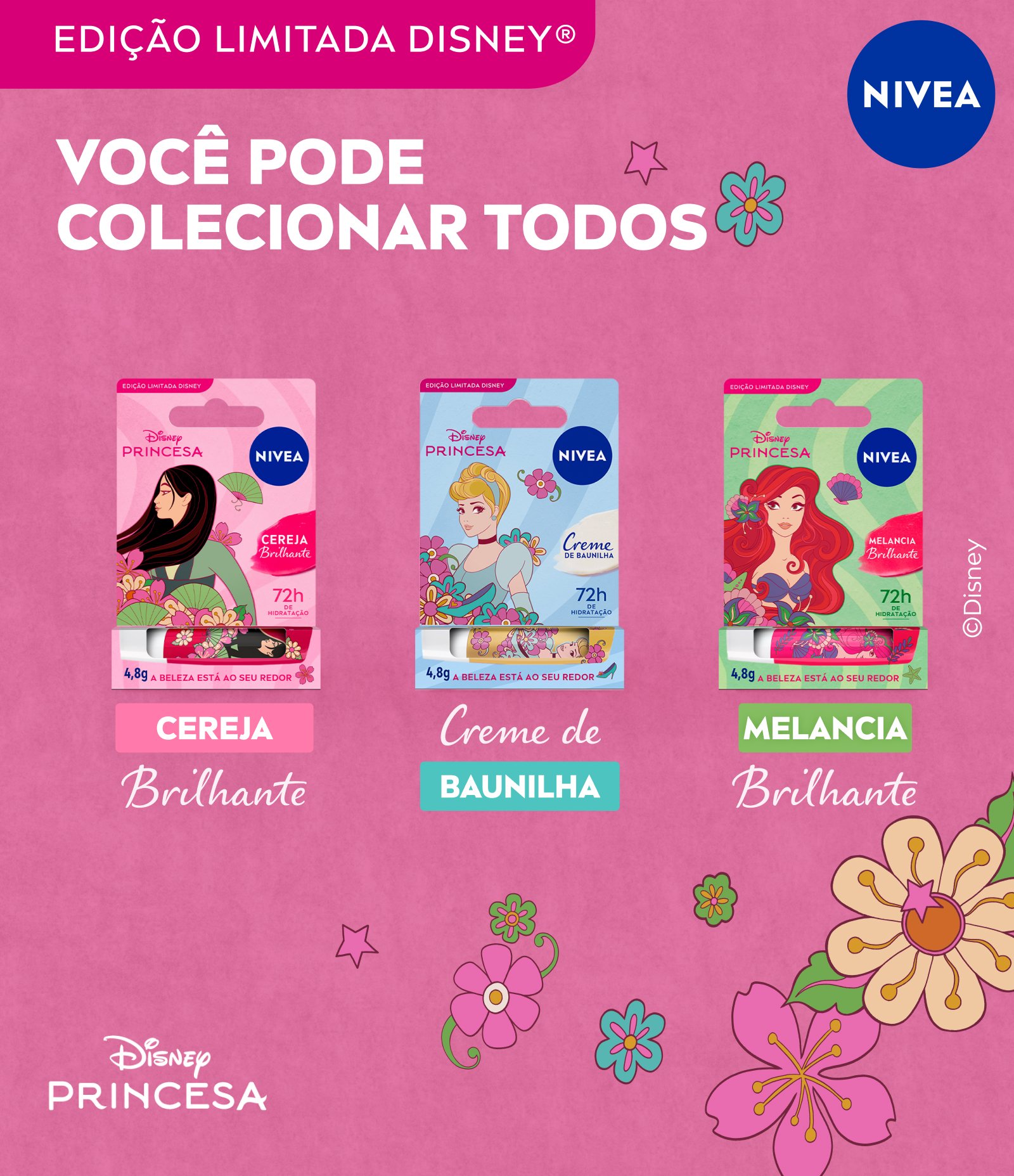 Hidratante Labial Cereja Brilhante Ed. Limitada Mulan Disney® Princesas Nivea 4,8g 9
