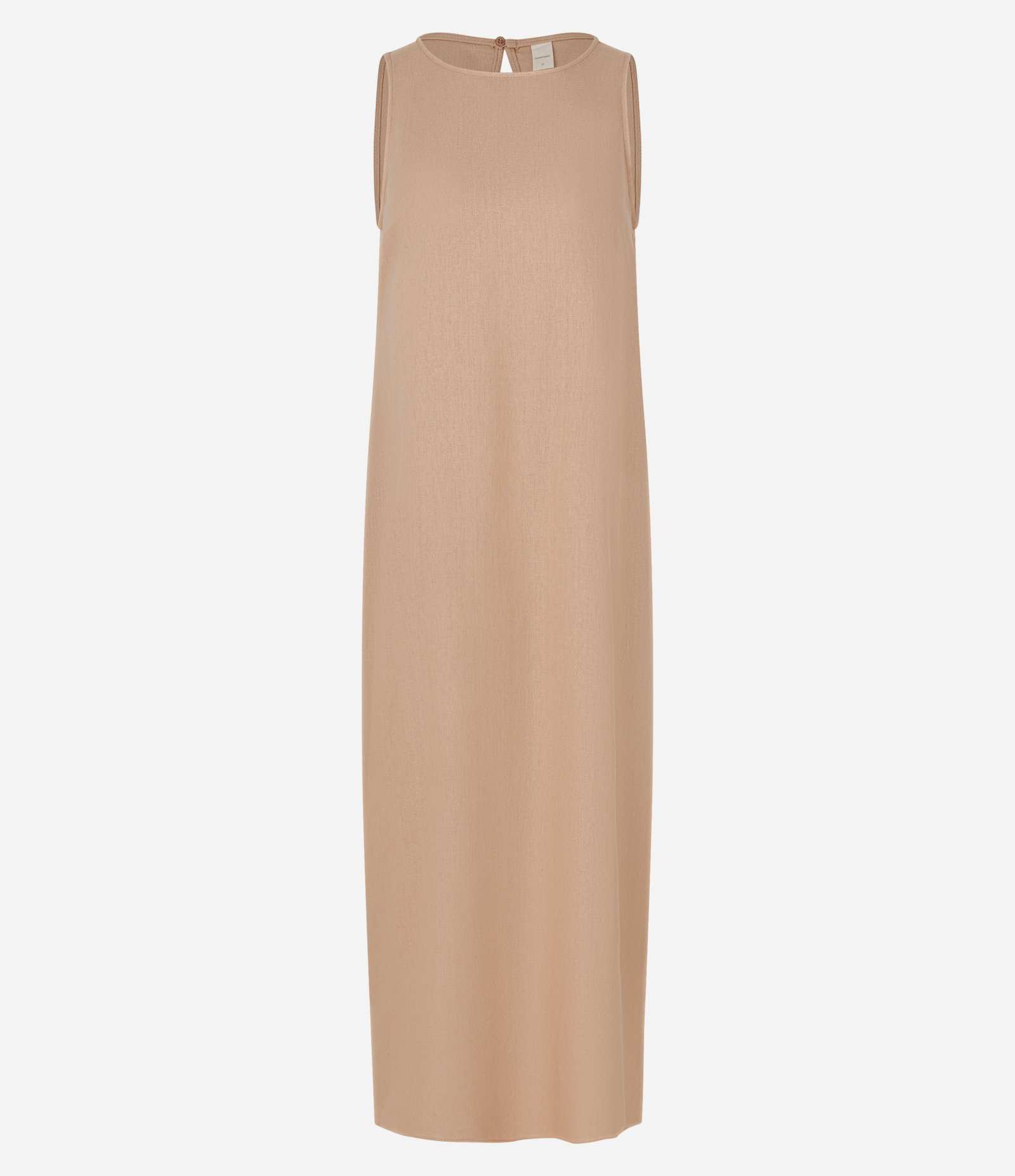 Vestido Longo em Viscolinho com Detalhe Nas Costas Bege Médio 1