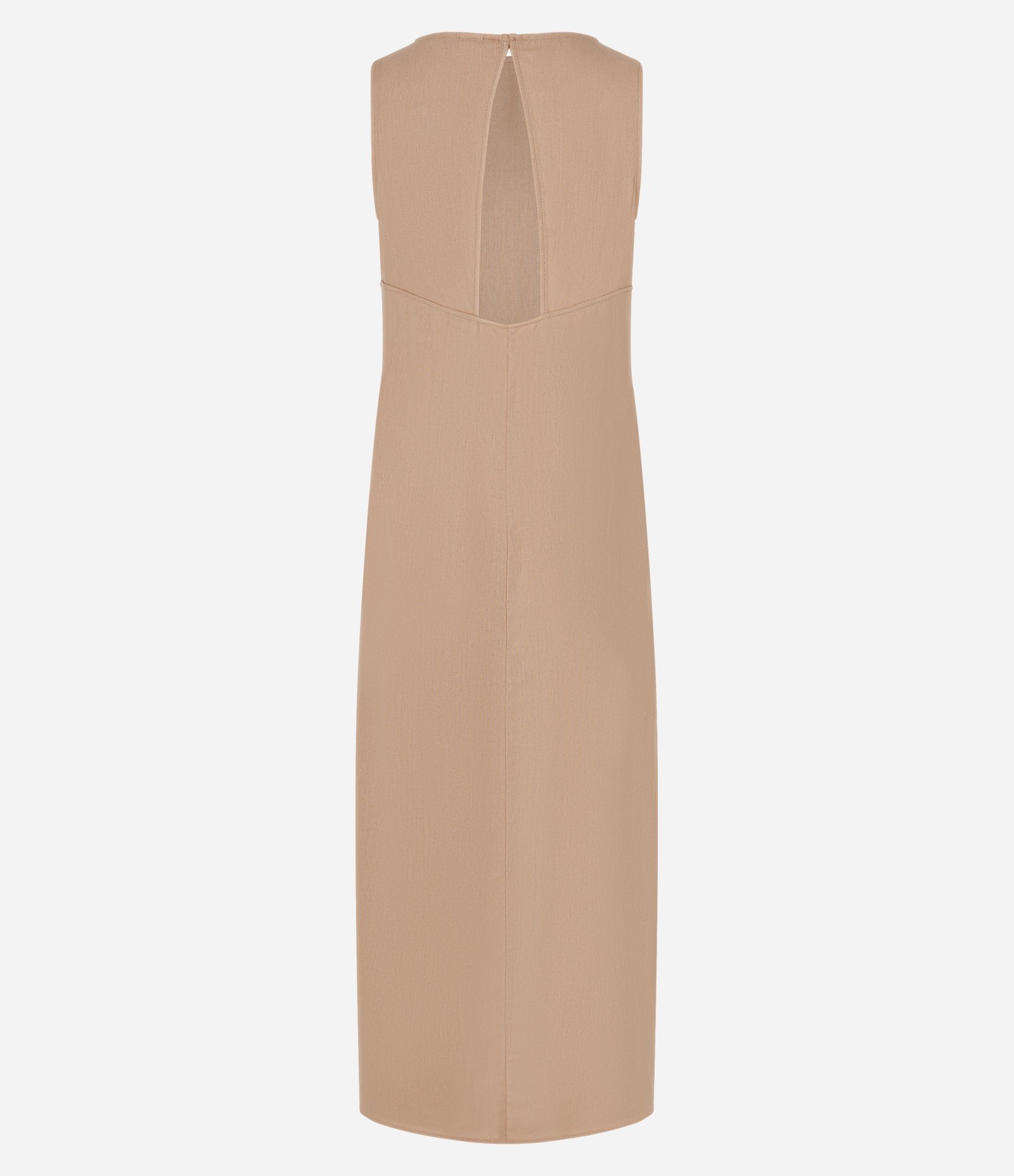 Vestido Longo em Viscolinho com Detalhe Nas Costas Bege Médio 2
