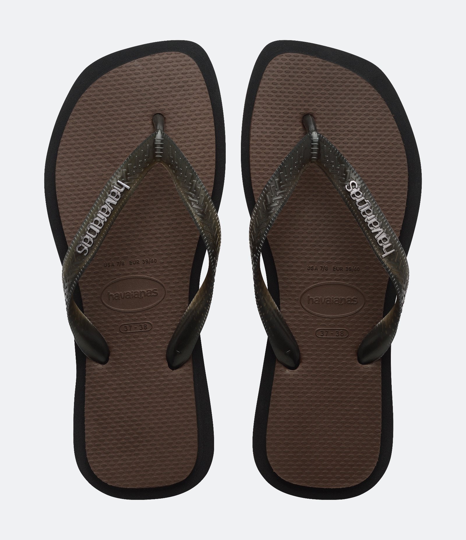 Chinelo Havaianas Top Square Fusion com Bico Quadrado Marrom 1