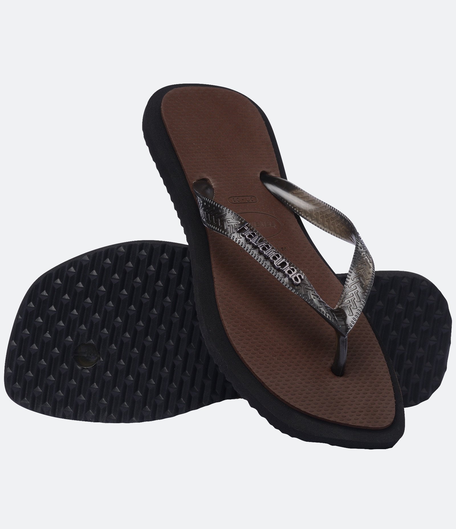 Chinelo Havaianas Top Square Fusion com Bico Quadrado Marrom 4