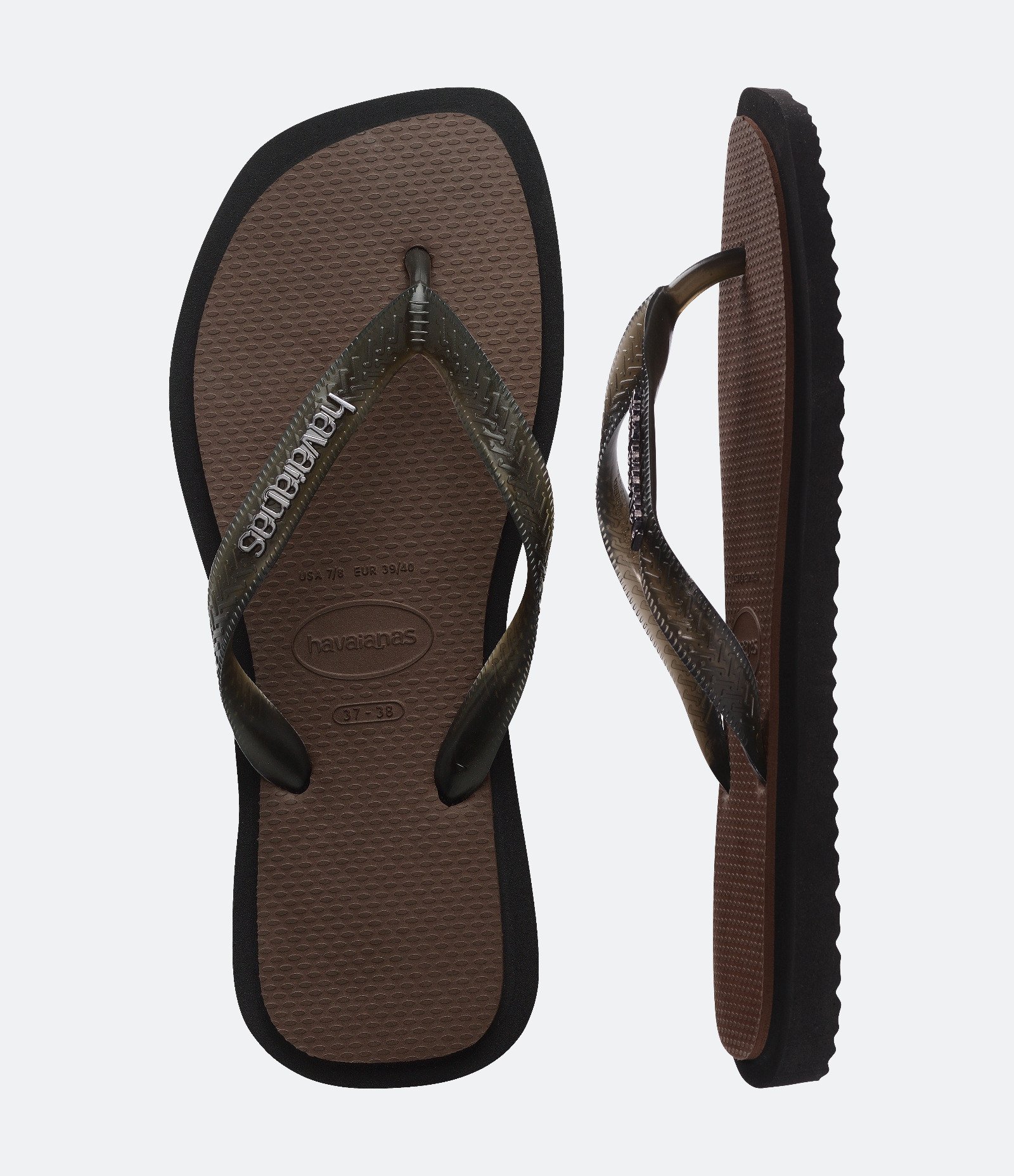 Chinelo Havaianas Top Square Fusion com Bico Quadrado Marrom 5