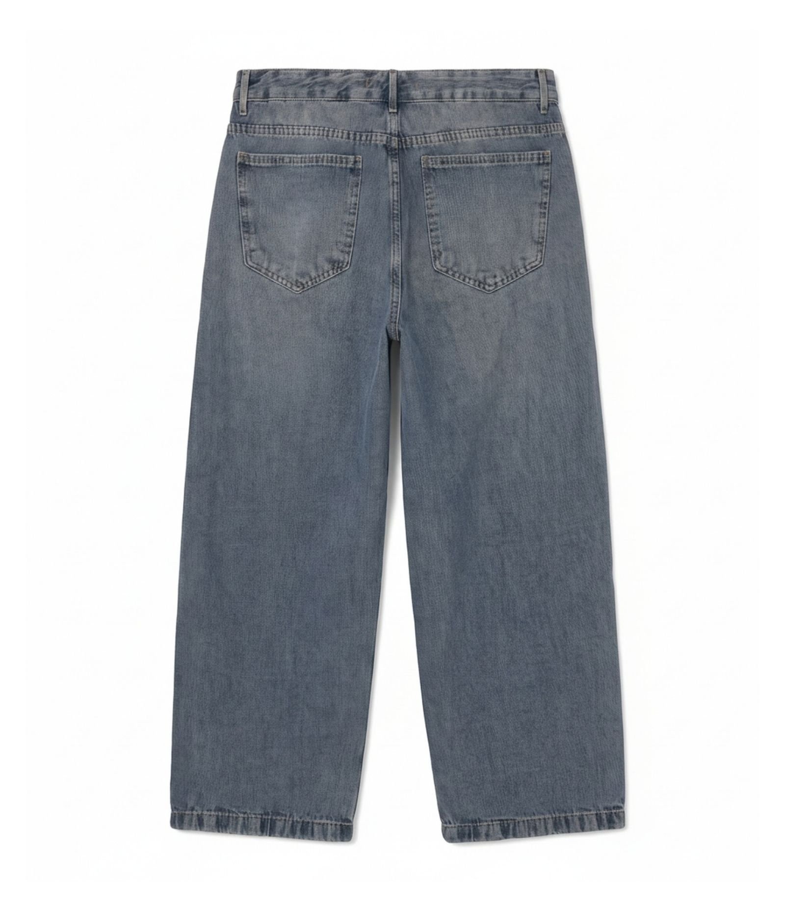 Calça Baggy em Jeans com Lavagem Estonada Azul 5