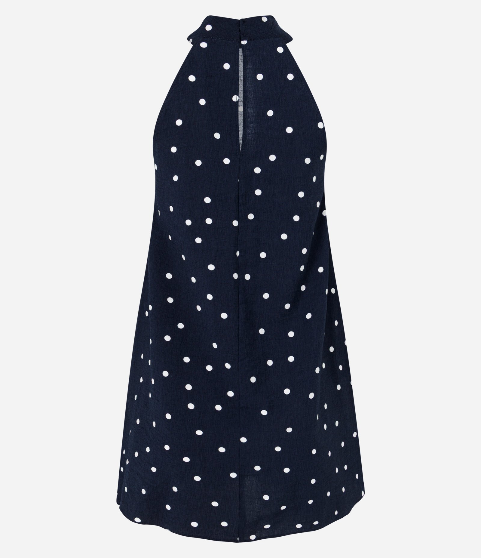 Vestido Curto Halter em Viscose com Estampa Poá Azul Escuro 6