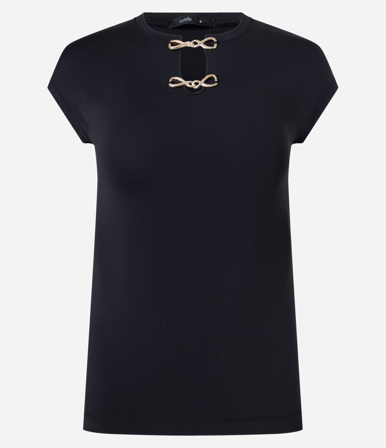 Blusa em Microfibra com Alamares no Decote Preto 1