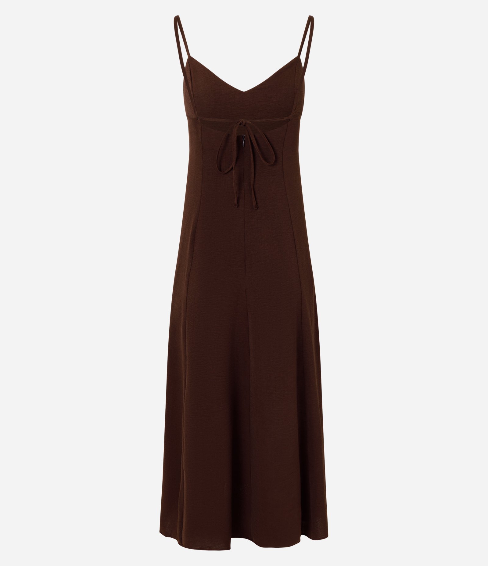 Vestido Midi com Alças Finas e Amarração nas Costas Marrom 2