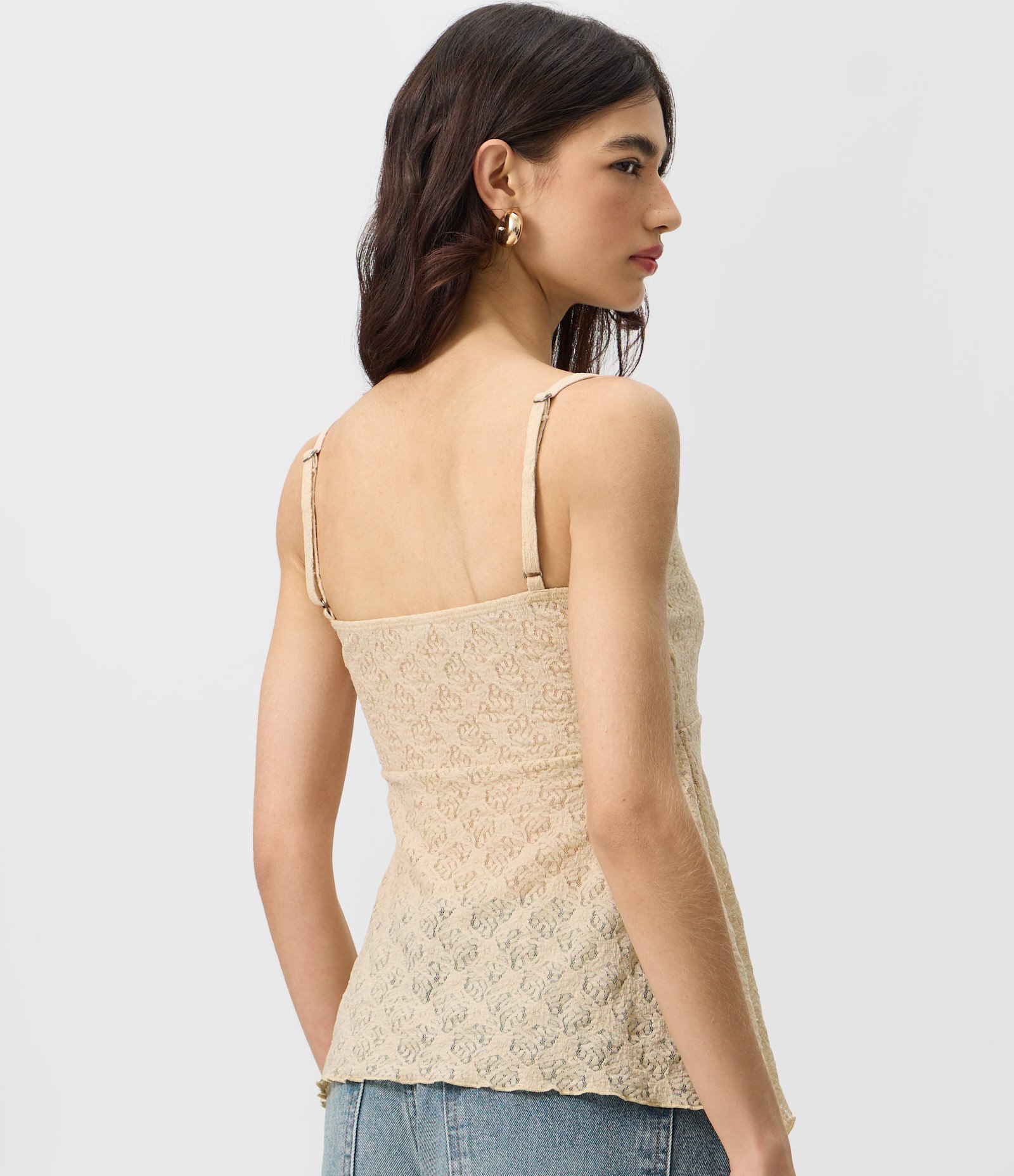 Blusa Peplum em Renda com Alcinha Bege 4