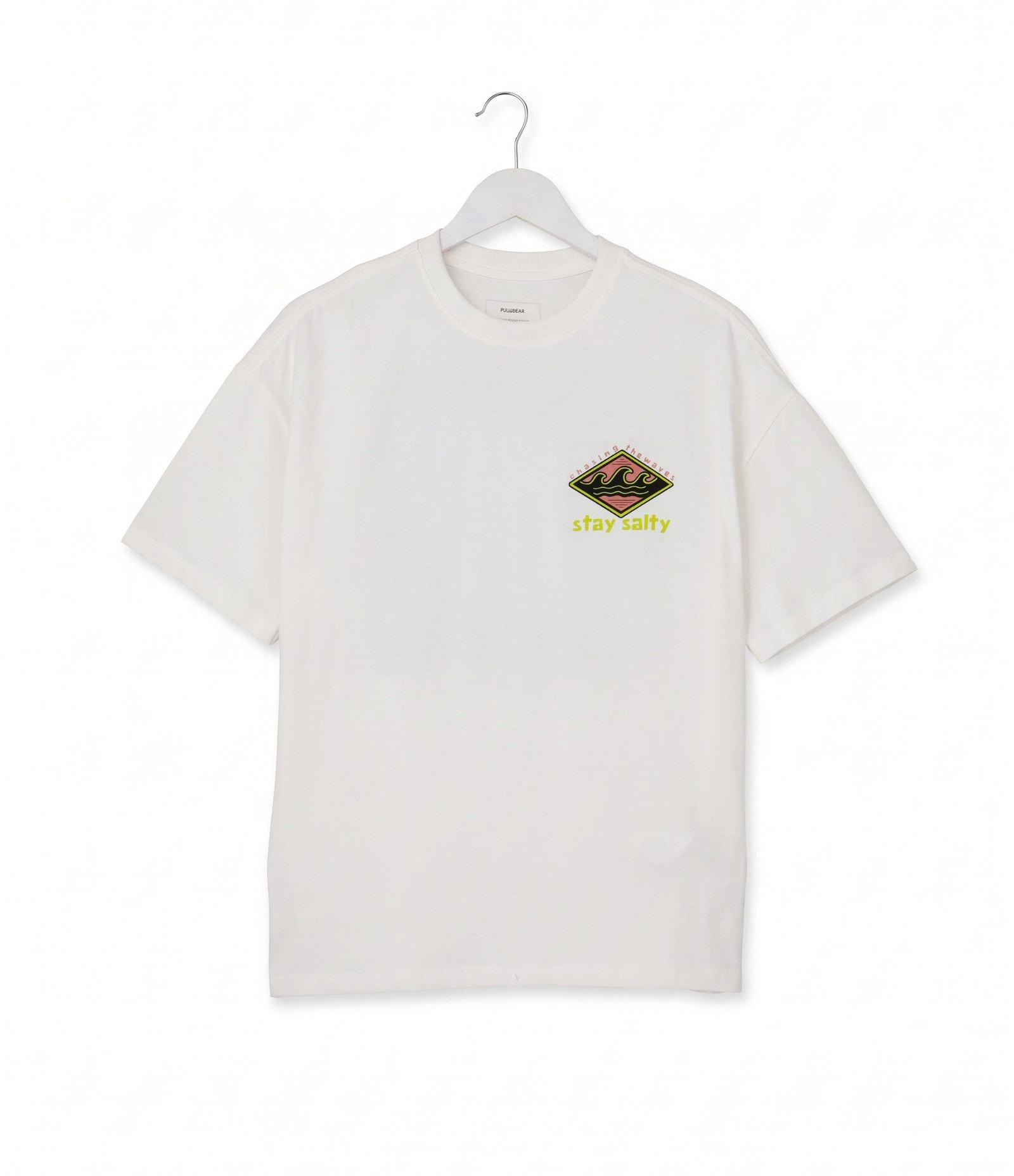 Camiseta Over Infantil em Algodão com Estampa Surf Stay Salty - Tam 5 a 14 Anos Branco 1