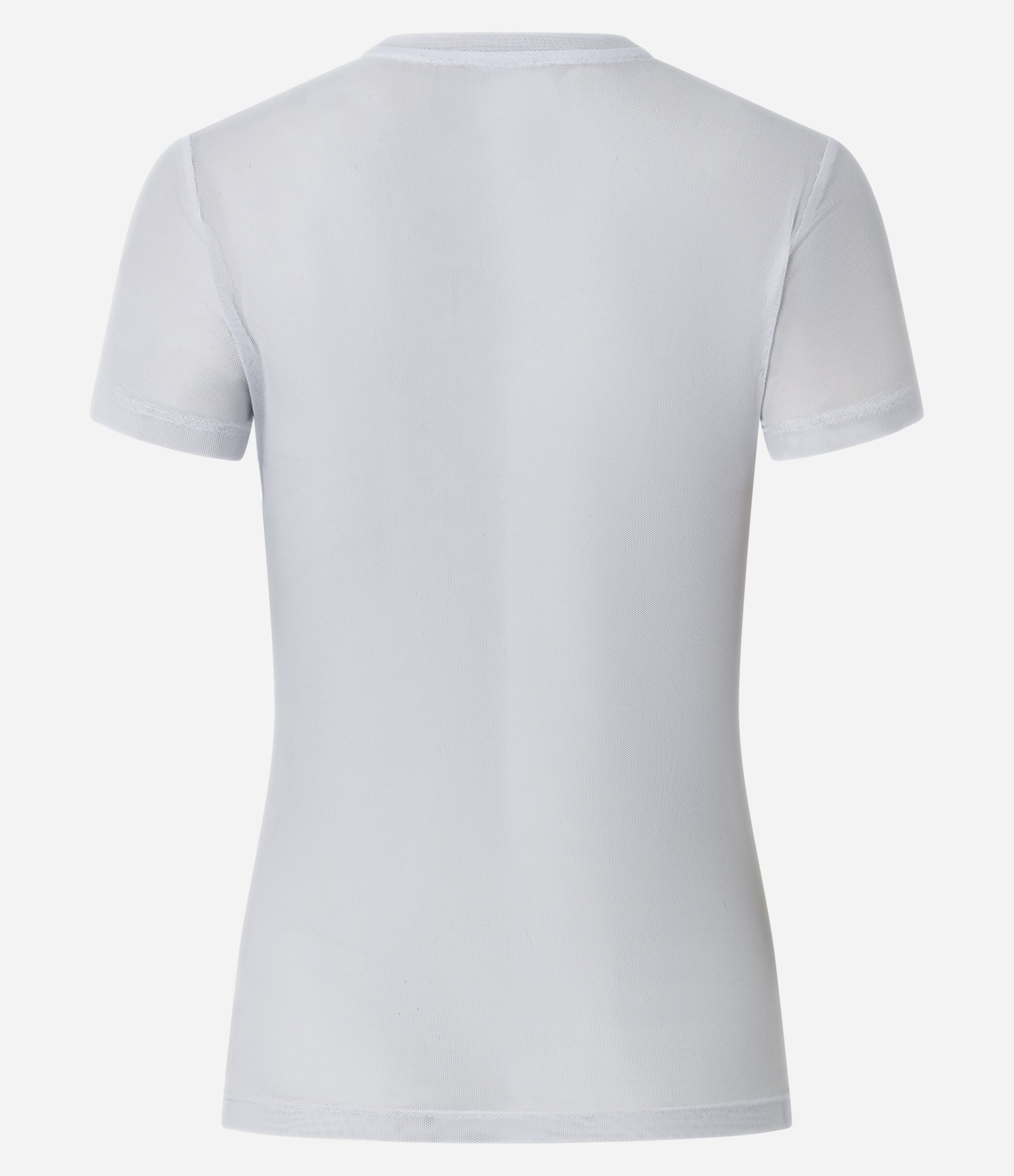 Camiseta Esportiva Ajustada em Tule com Transparência Branco 2