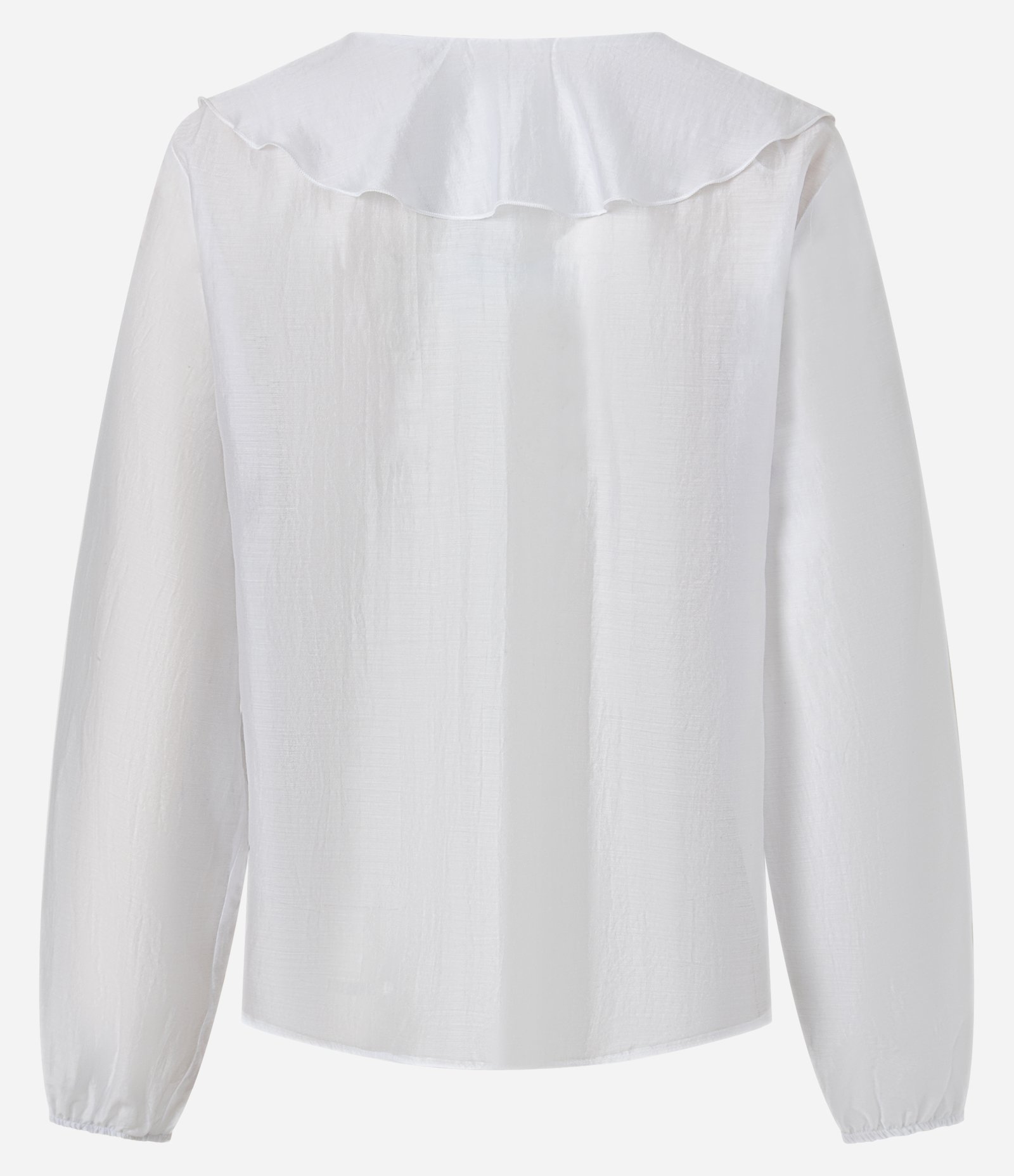 Blusa Bata em Liocel com Babados e Amarração Frontal Off White 2